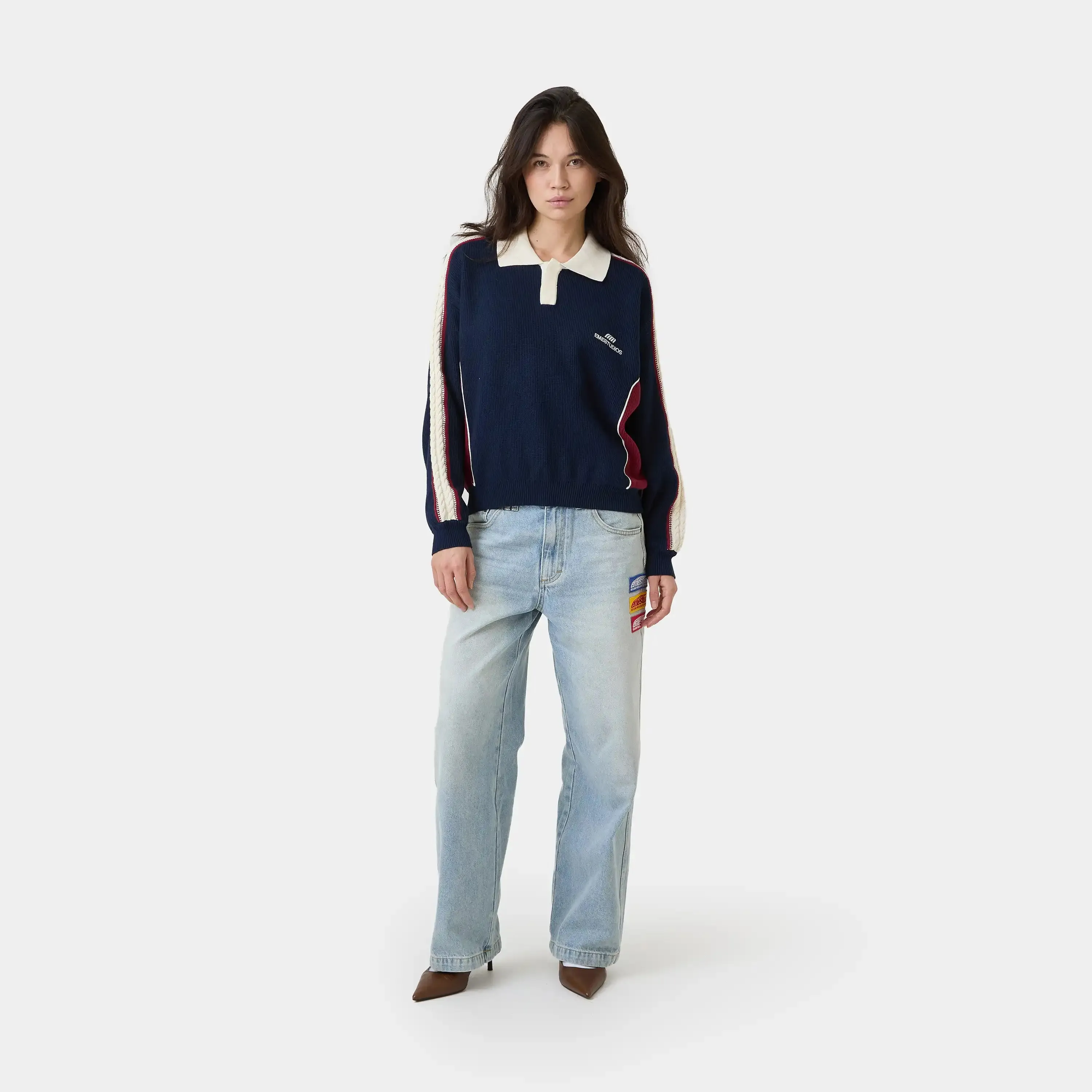 Chully Navy Knit Polo sold by EME STUDIOS product image thumbnail 5