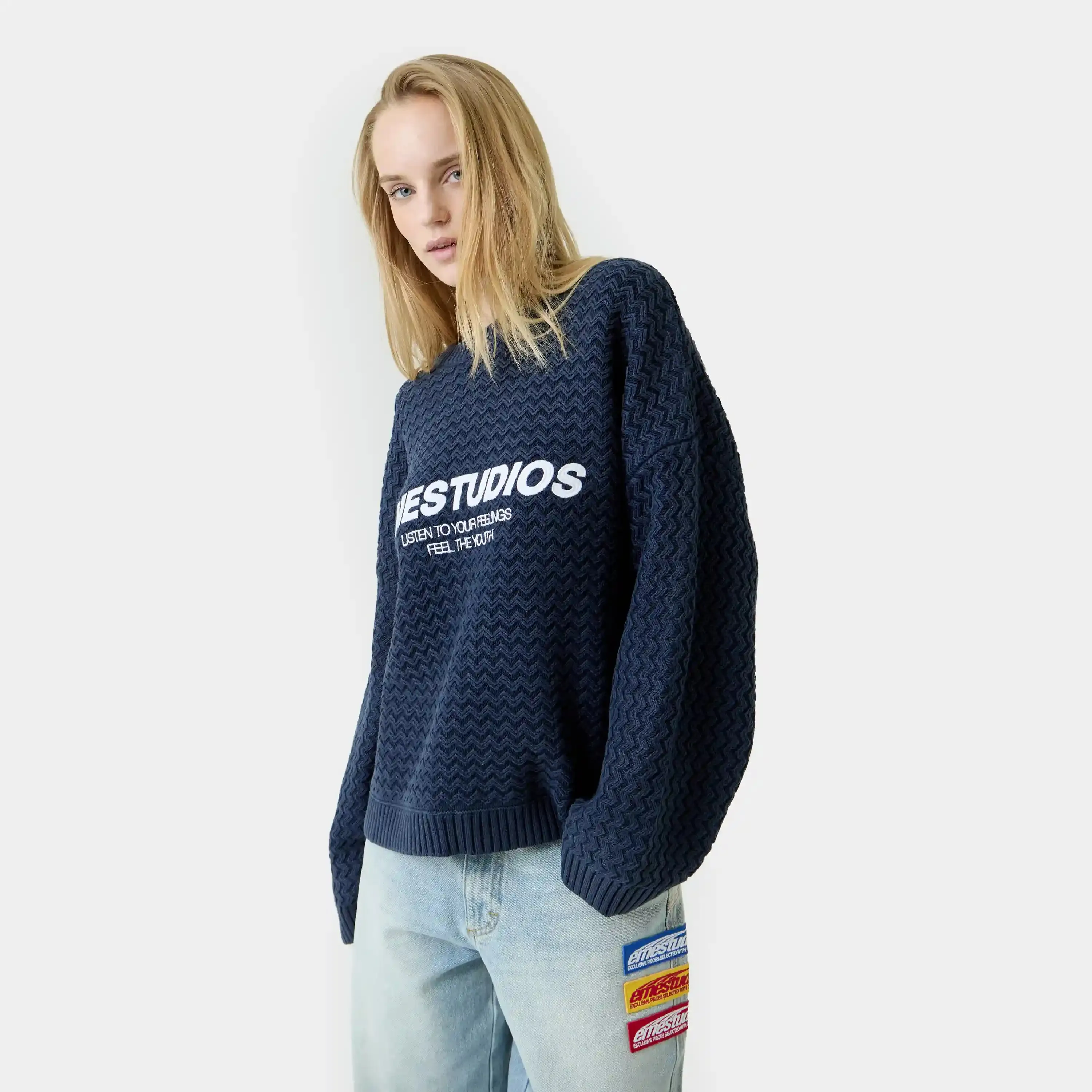 Thesis Navy Knit Sweater sold by EME STUDIOS product image thumbnail 2