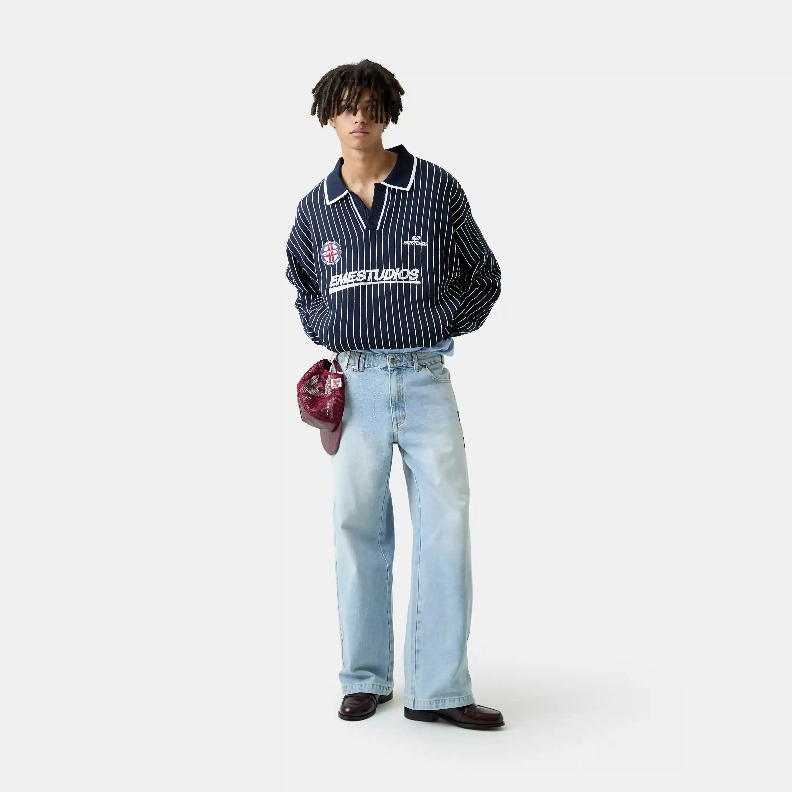 Pinstripe Navy Knit Polo sold by EME STUDIOS product image thumbnail 5