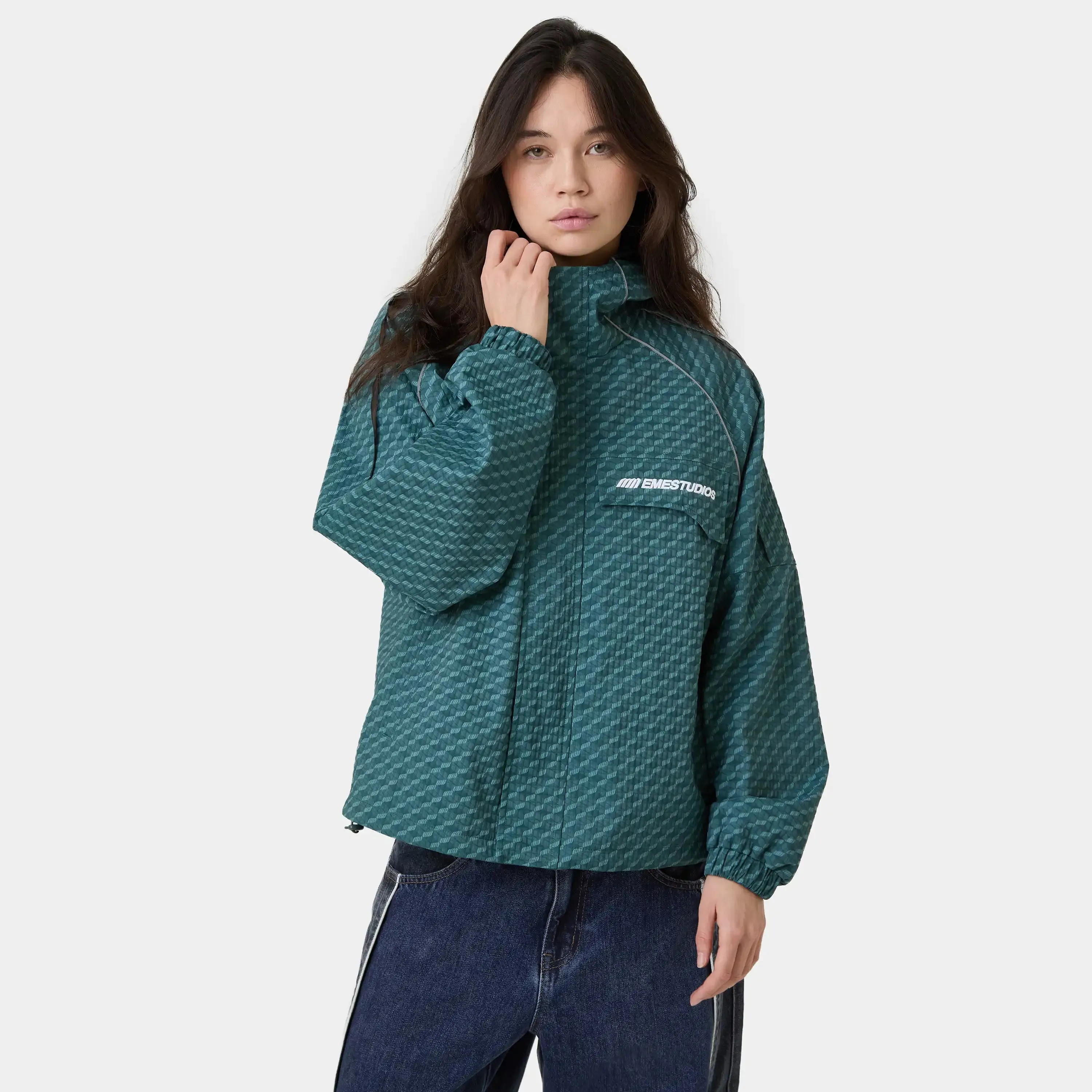 Echo Forest Grid Windbreaker sold by EME STUDIOS product image thumbnail 3