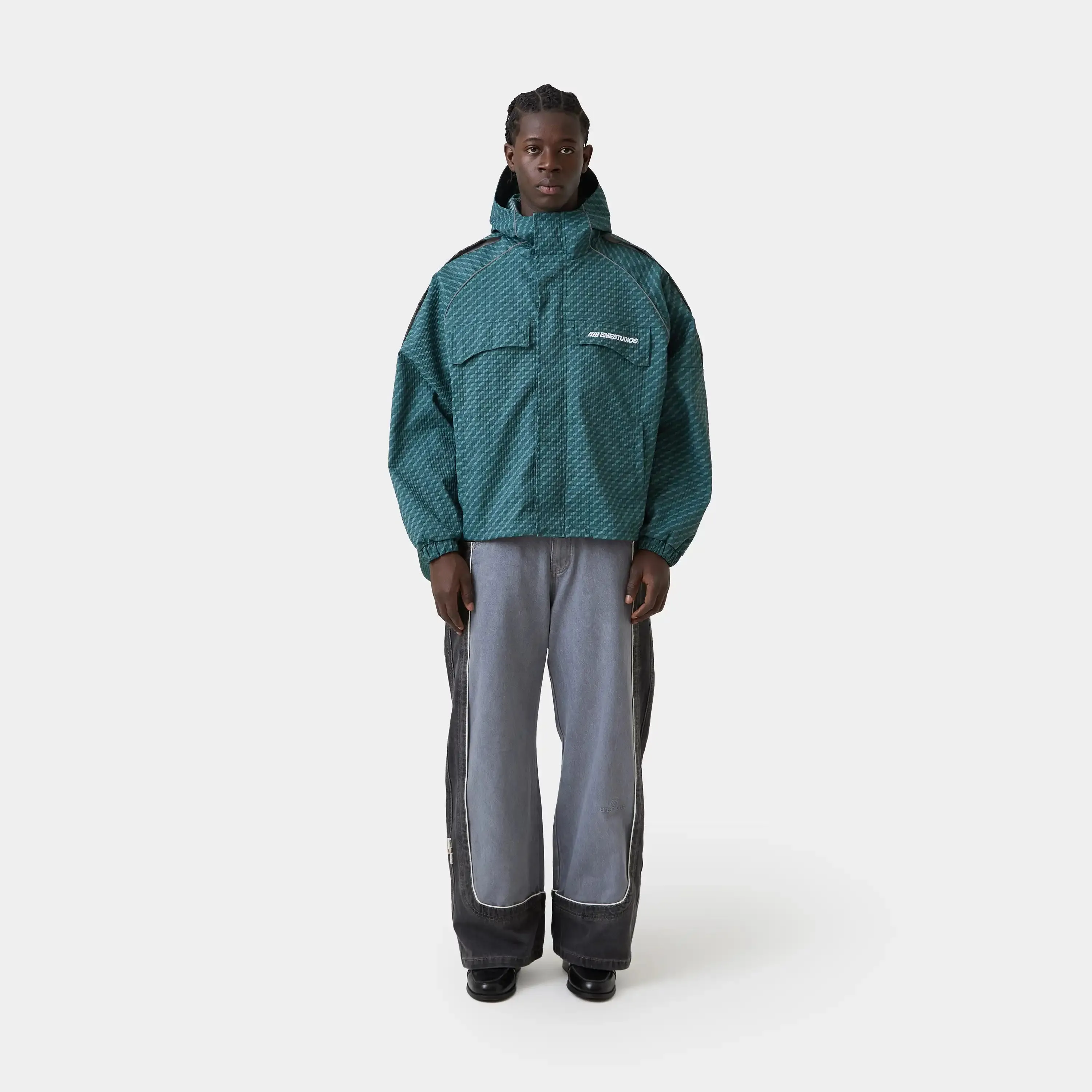 Echo Forest Grid Windbreaker sold by EME STUDIOS product image thumbnail 4