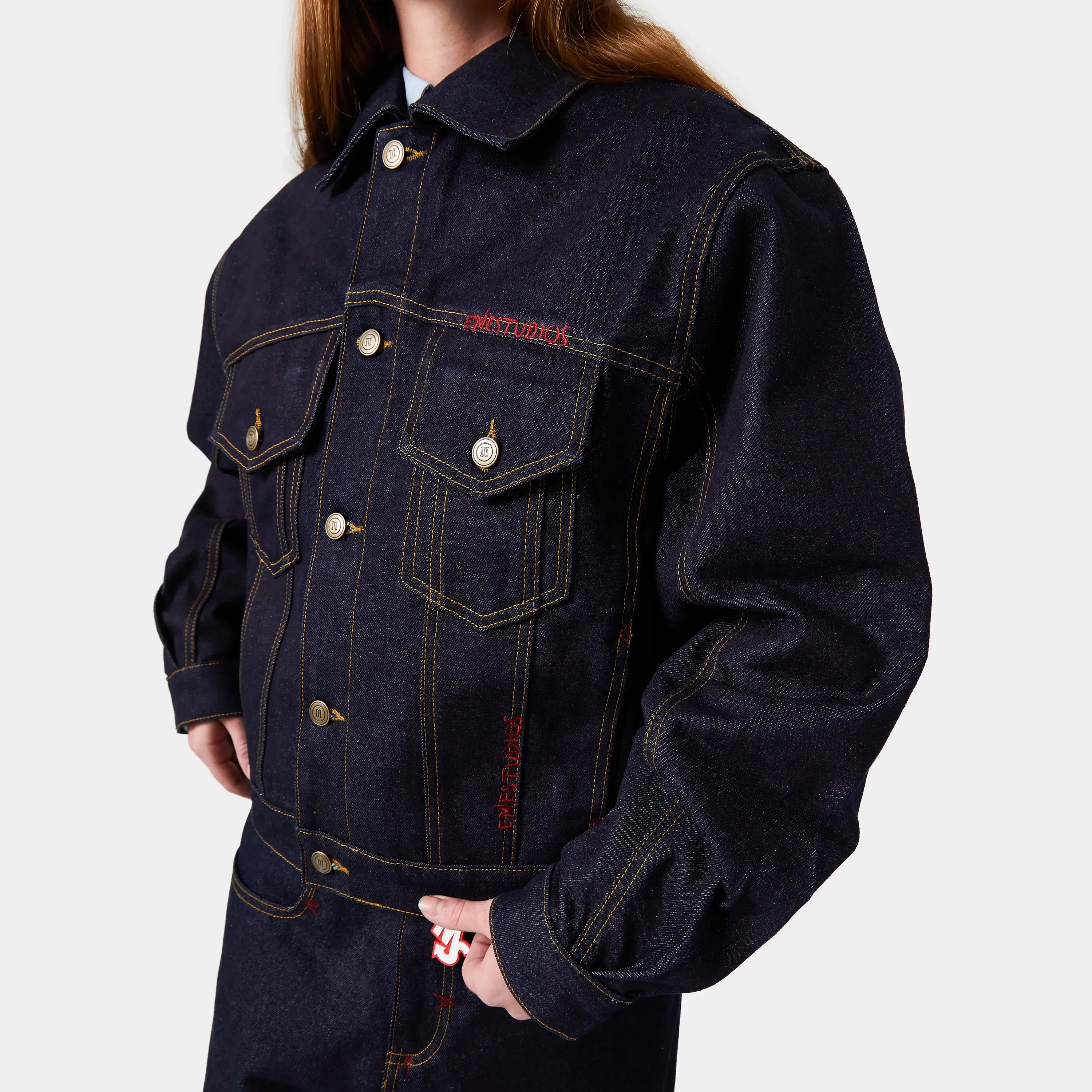 Frisona Raw Denim Boxy Jacket sold by EME STUDIOS product image thumbnail 4