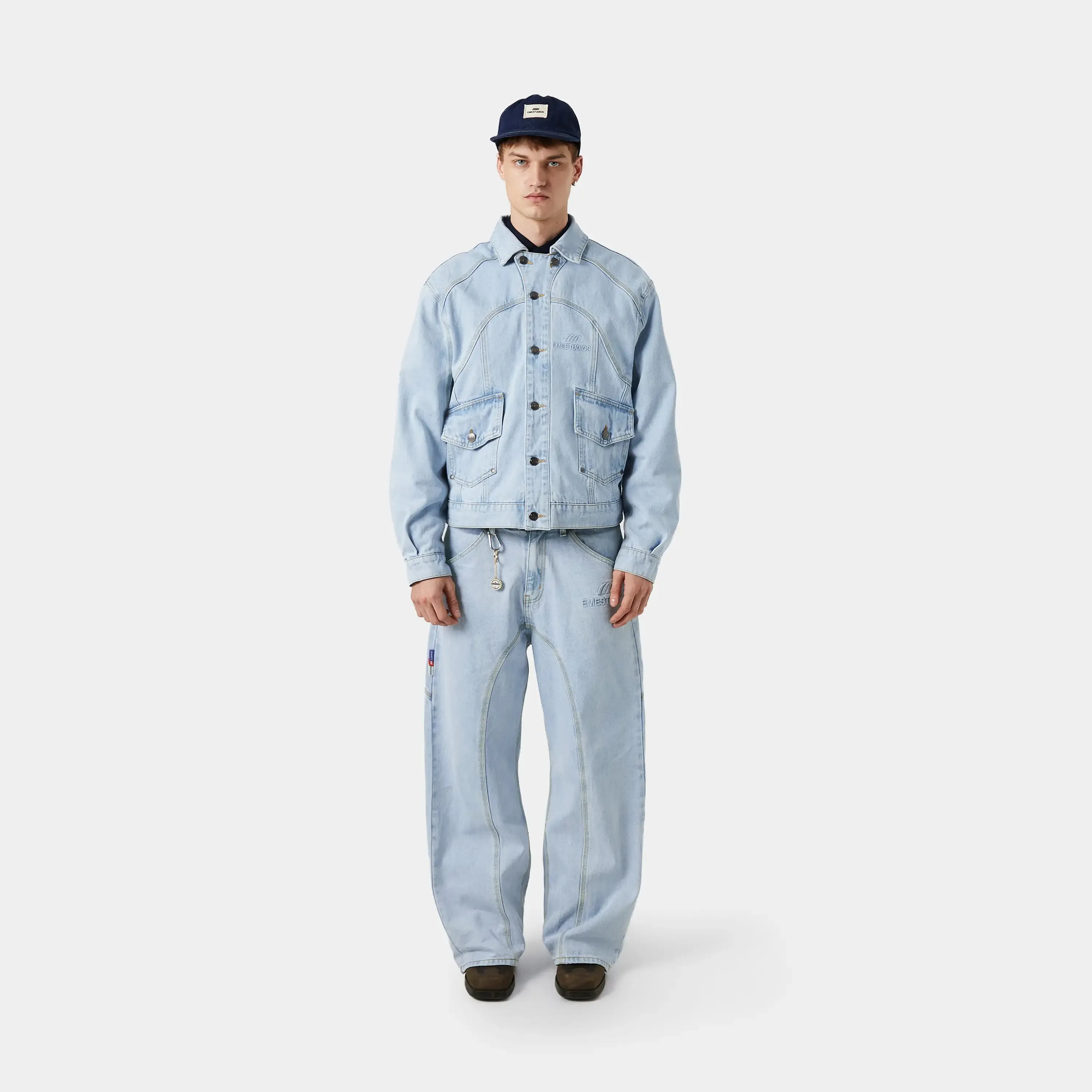 Eddy Pale Denim Boxy Jacket sold by EME STUDIOS product image thumbnail 4