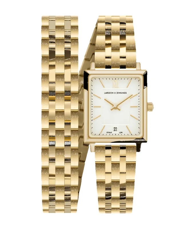 Boyfriend Mini Wrap Gold White 31mm sold by Larsson & Jennings