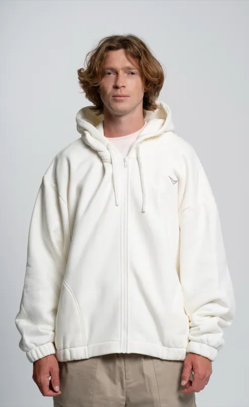 White Full-Zip Hoodie made by Rublo