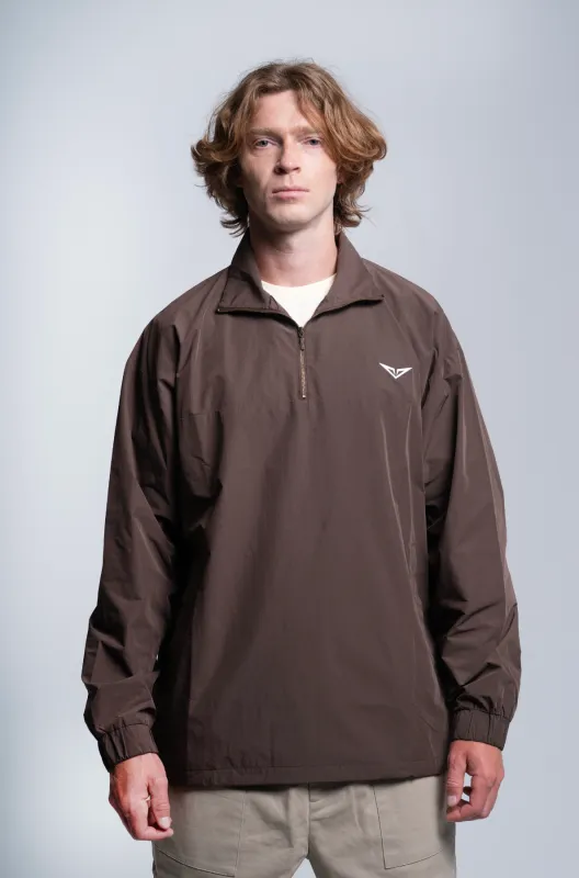 ⁠Dark Brown Quarter-Zip Windbreaker made by Rublo