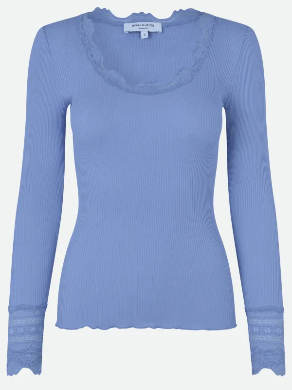 RWBenita Silk LS O-neck Lace T-shirt sold by Rosemunde Copenhagen