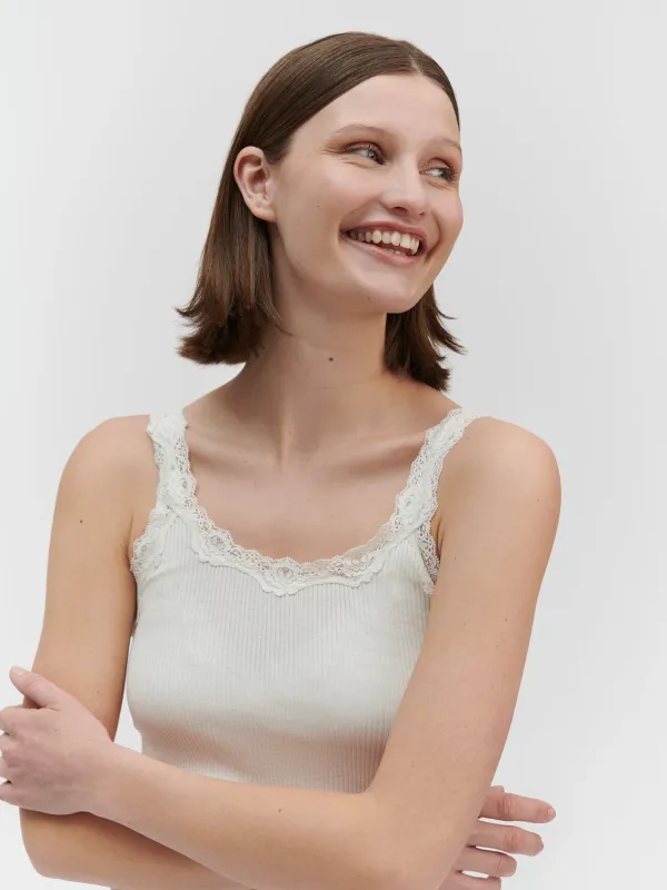 RWBabette Silk SL Deep Back Lace Top sold by Rosemunde Copenhagen