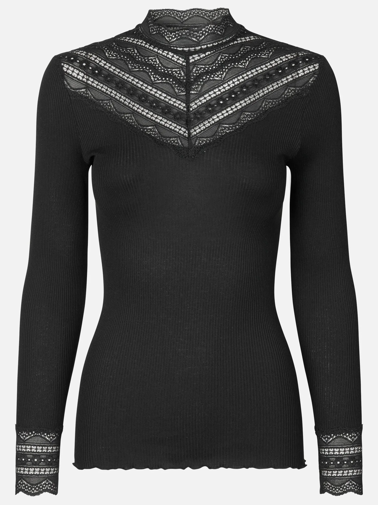 RWBenita Silk LS Lace T-neck T-shirt sold by Rosemunde Copenhagen