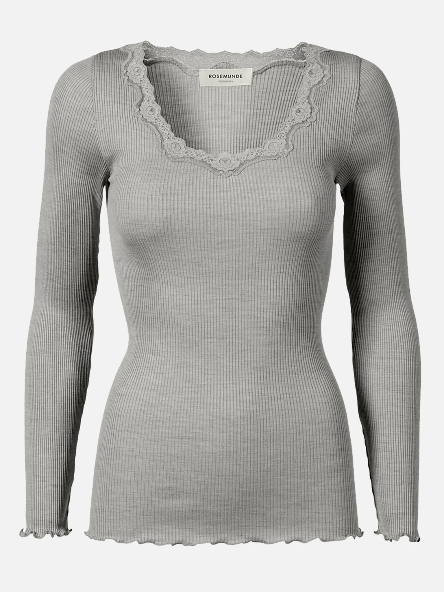 RWBabette Silk LS U-neck Lace T-shirt sold by Rosemunde Copenhagen