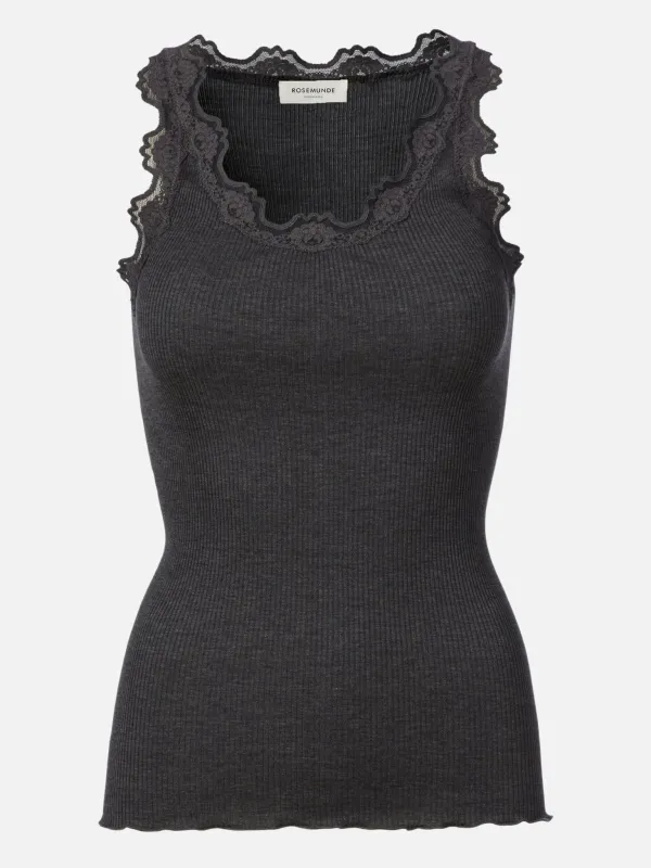 RWBabette Silk SL U-neck Long Lace Top sold by Rosemunde Copenhagen