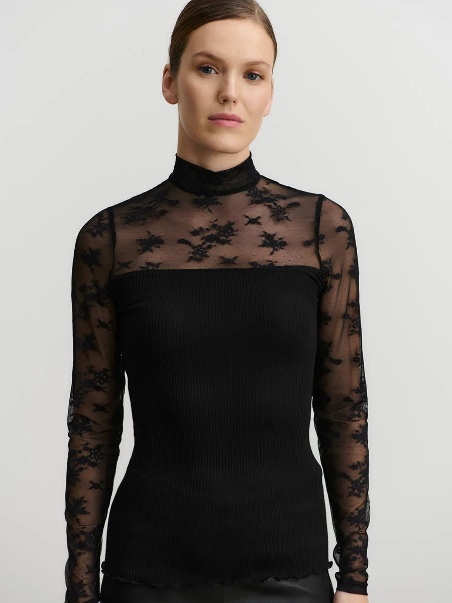 RMWBalta Modal LS T-neck Full Lace T-shirt sold by Rosemunde Copenhagen product image thumbnail 4