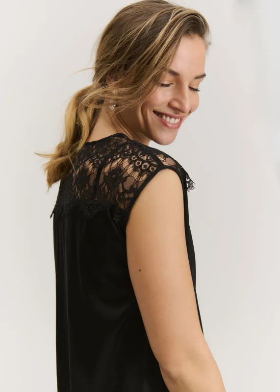 RWJade Silk SL Lace Top sold by Rosemunde Copenhagen