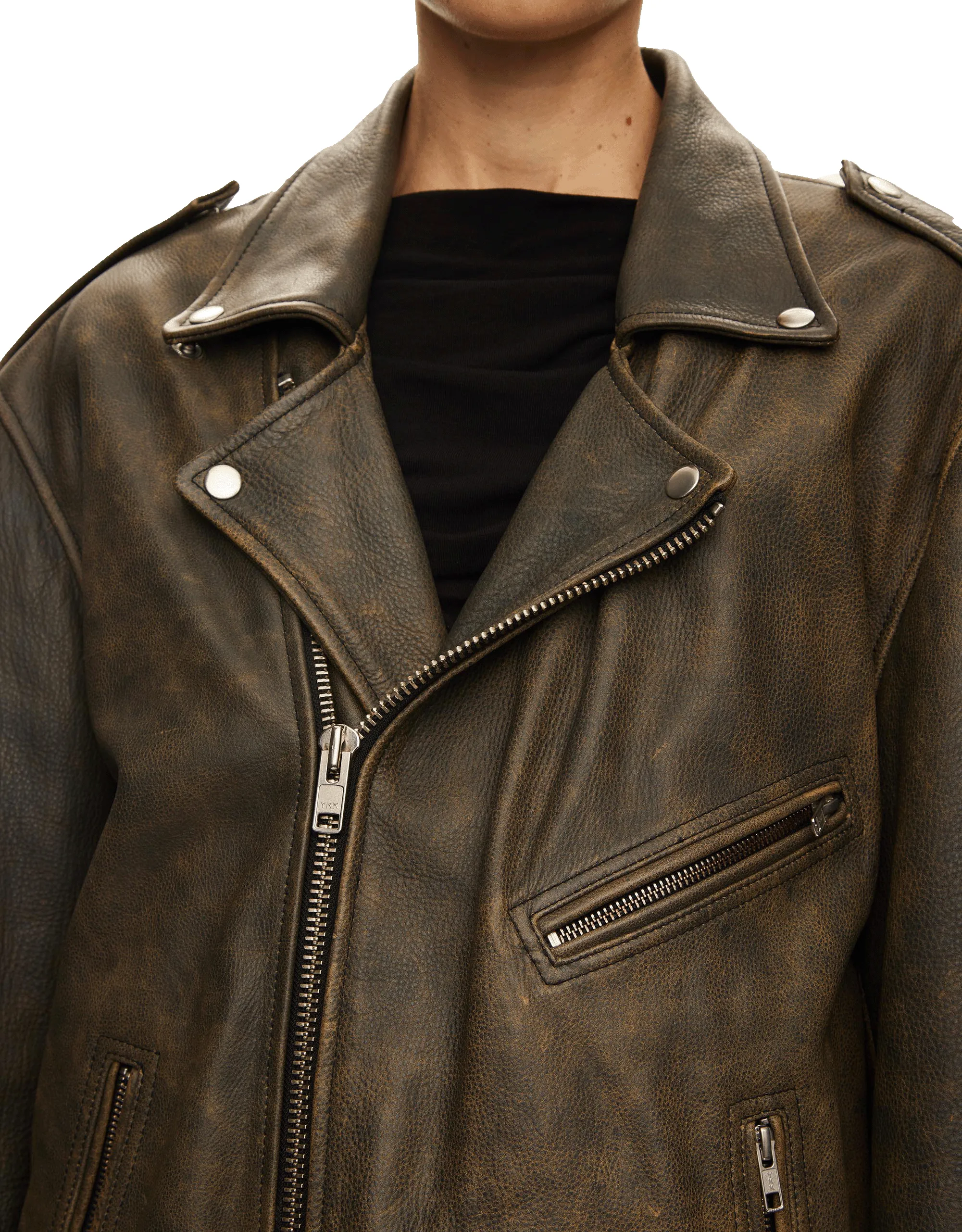Ready Leather Biker Jacket sold by Rezet Store product image thumbnail 3