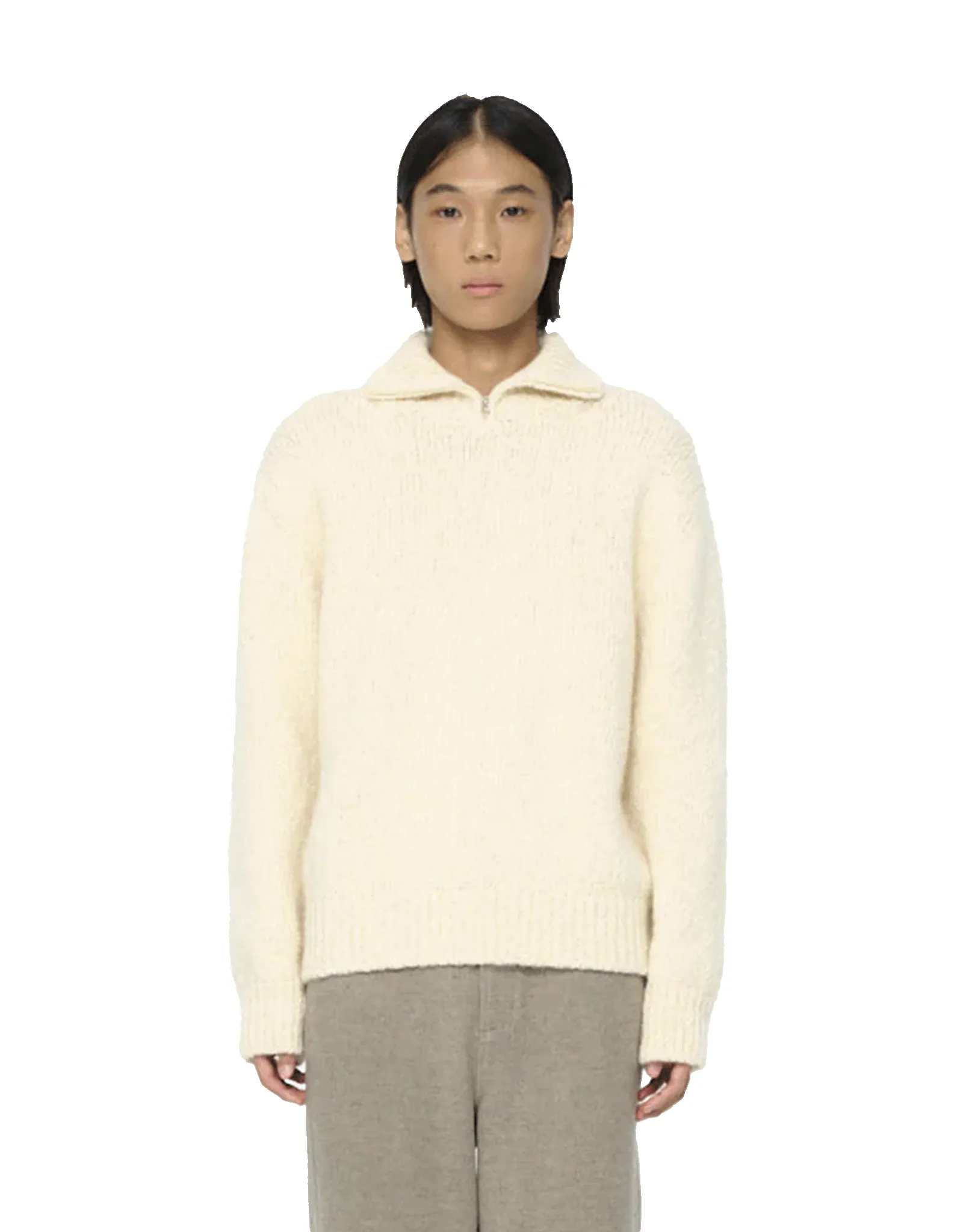 Hairy Slub Half Zip Up Knit sold by Rezet Store