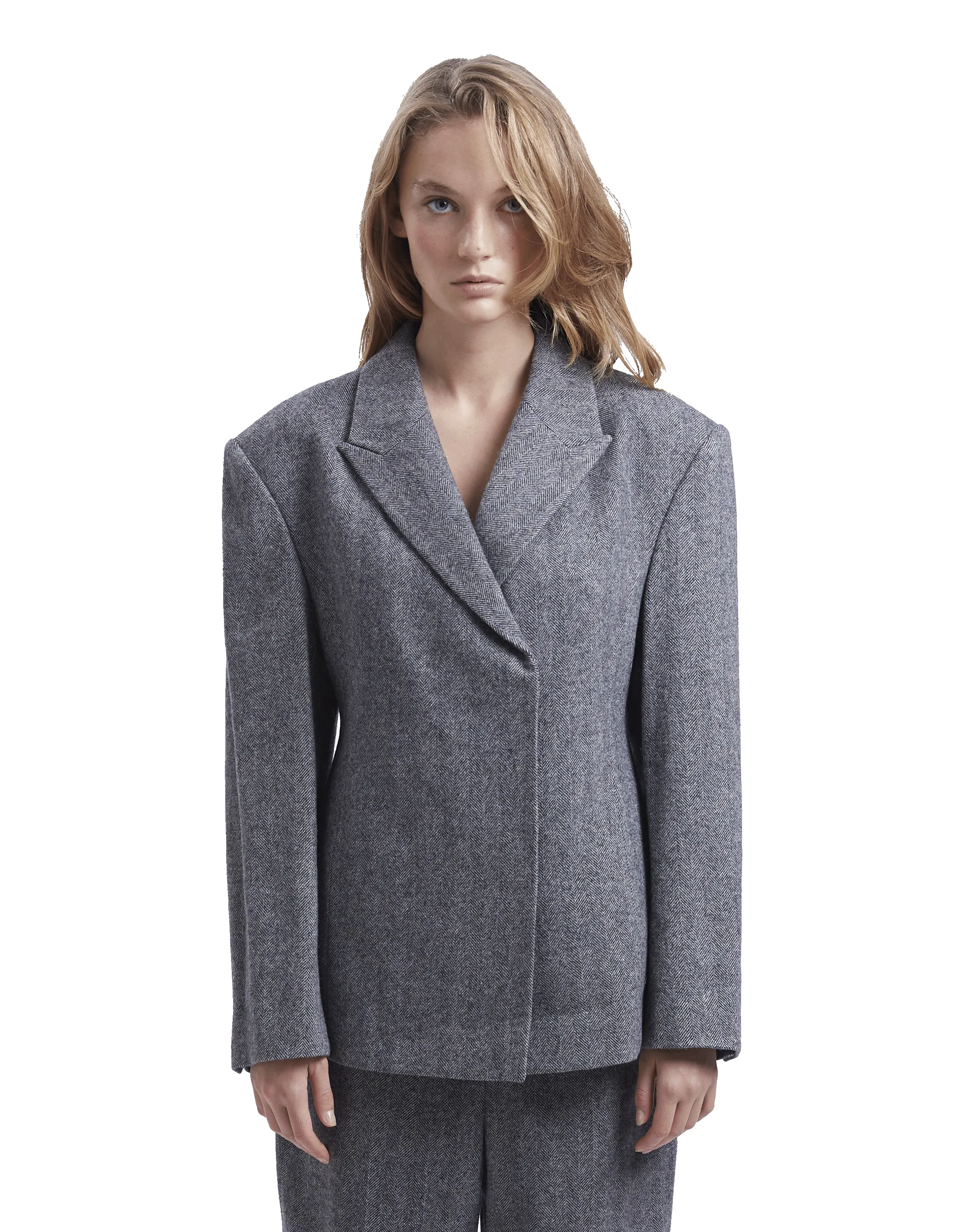 Herringbone Hidden Button Jacket sold by Rezet Store