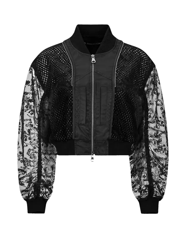 Double Layered Logo Lace Short Bomber made by Andersson Bell