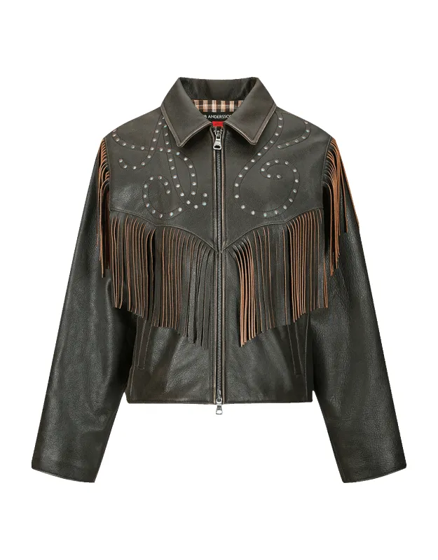 Fringe Punching Leather Jacket made by Andersson Bell