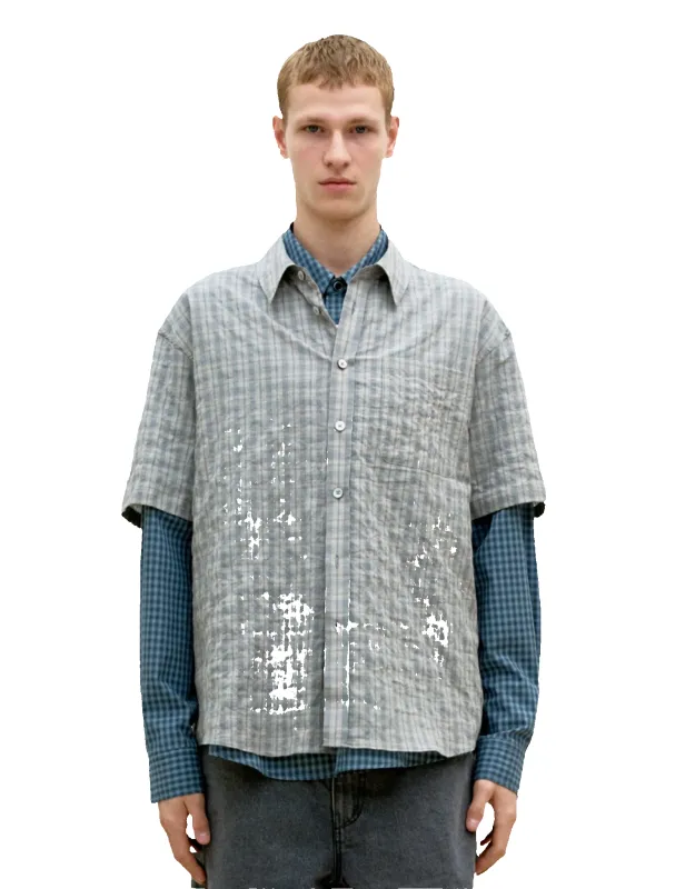 Alternative Wrinkle Check Half Shirt made by Rezet Store