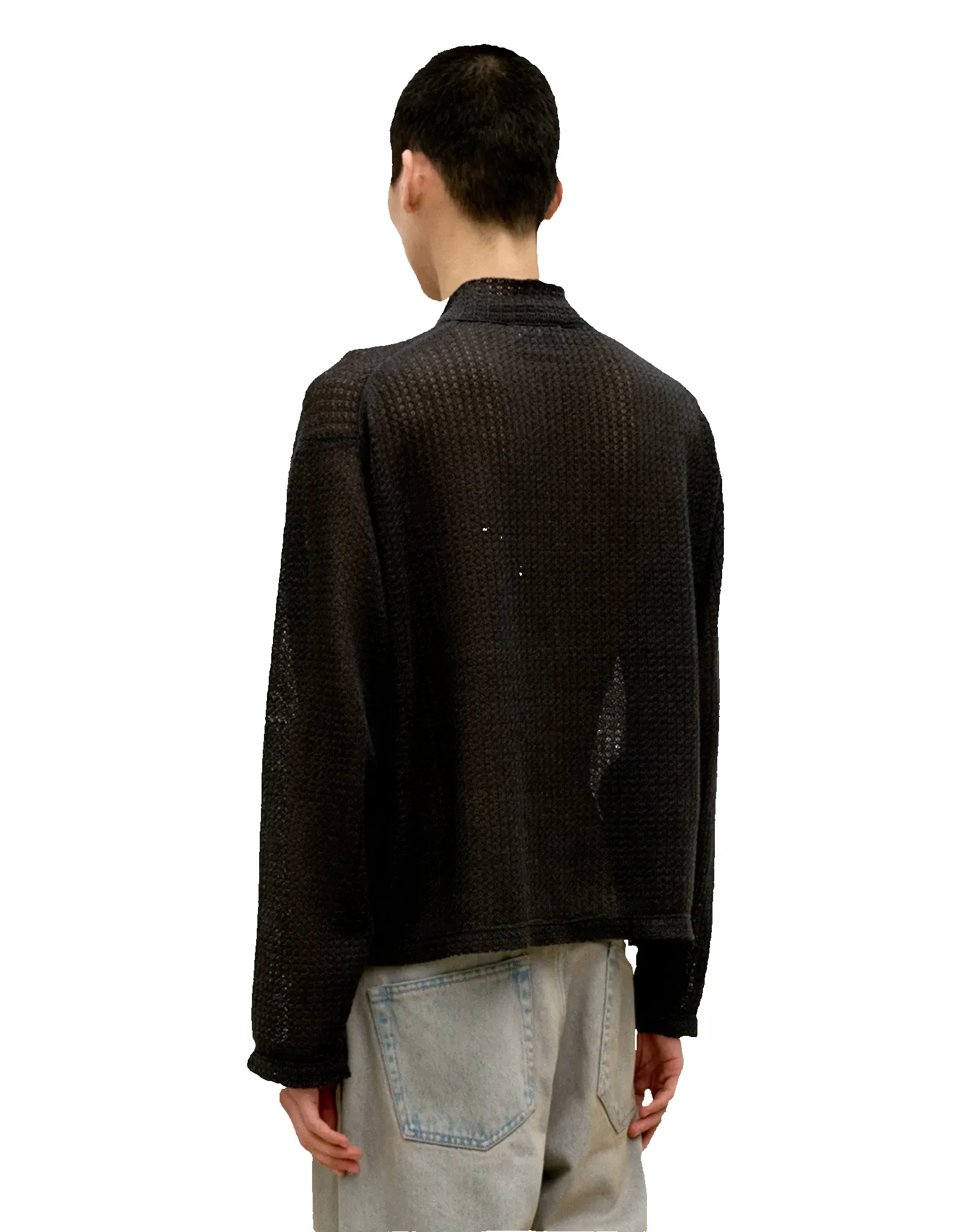 Linen Blend Stand Collar Knit Zip-Up sold by Rezet Store product image thumbnail 3