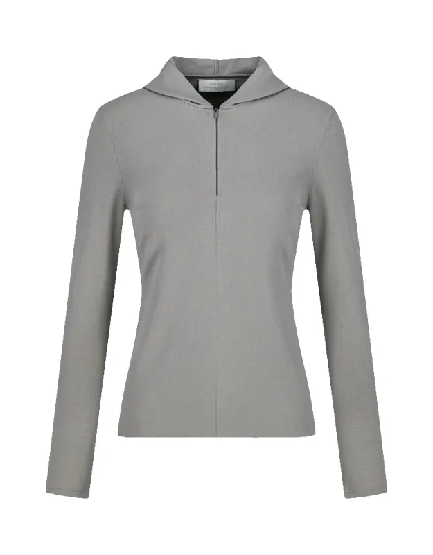 Half Zip-Up Knit Hoodie made by Amomento