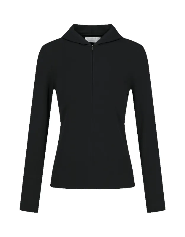 Half Zip-Up Knit Hoodie made by Amomento