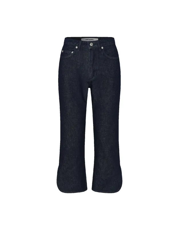 Split Denim Capri made by oval square