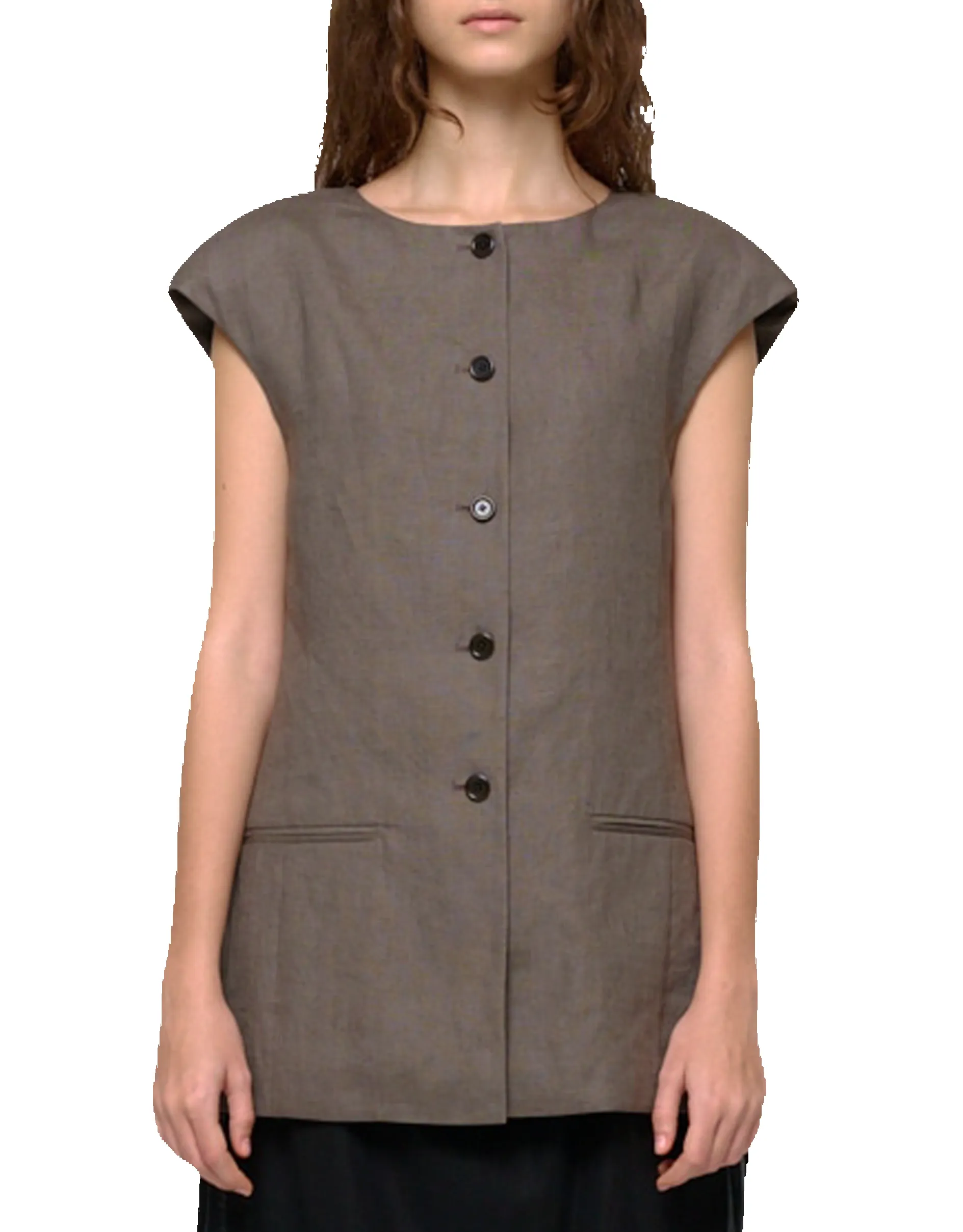 Linen Curved Vest sold by Rezet Store product image thumbnail 2