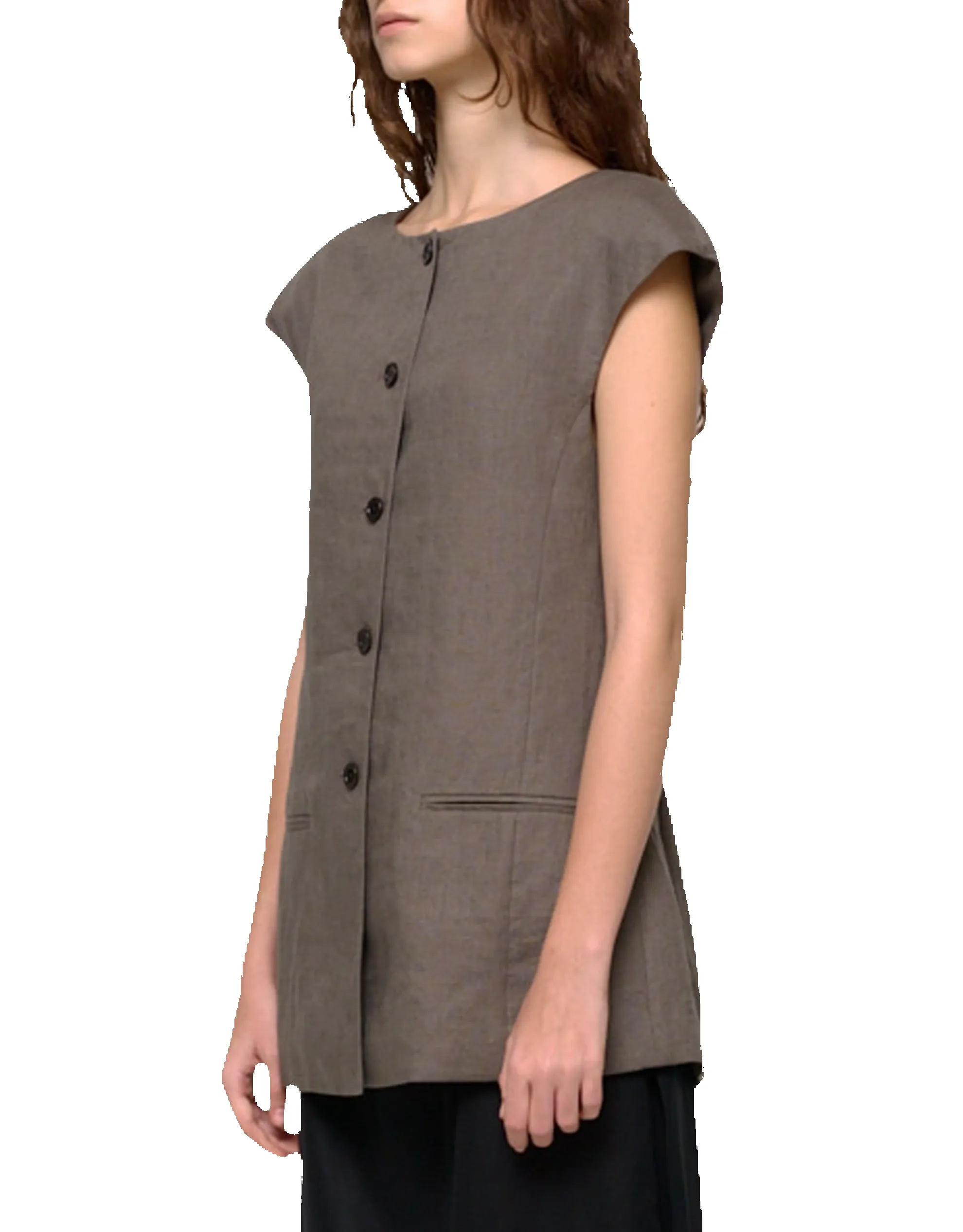 Linen Curved Vest sold by Rezet Store product image thumbnail 4