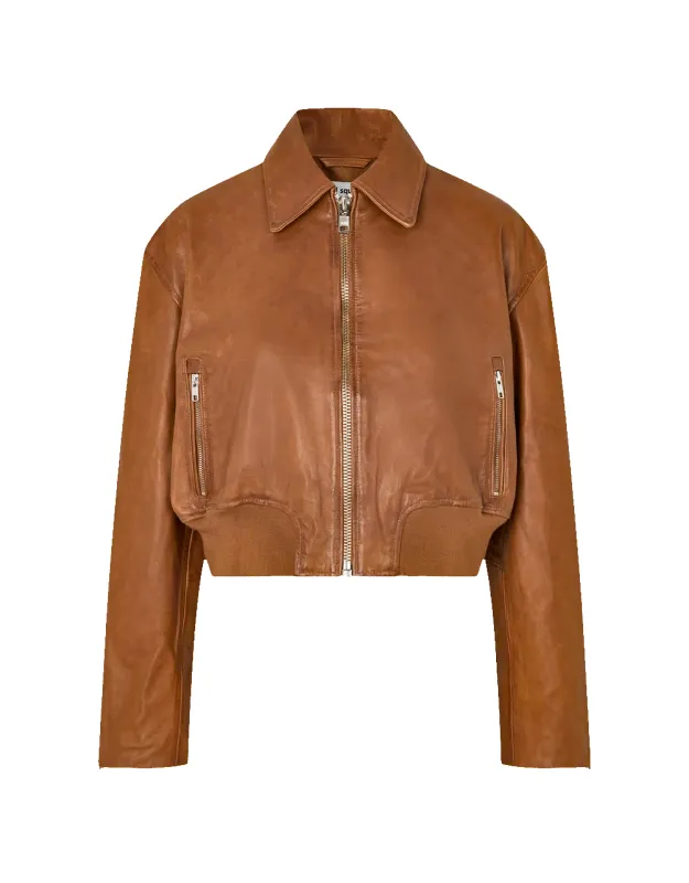 Marilyn Leather Bomber made by oval square