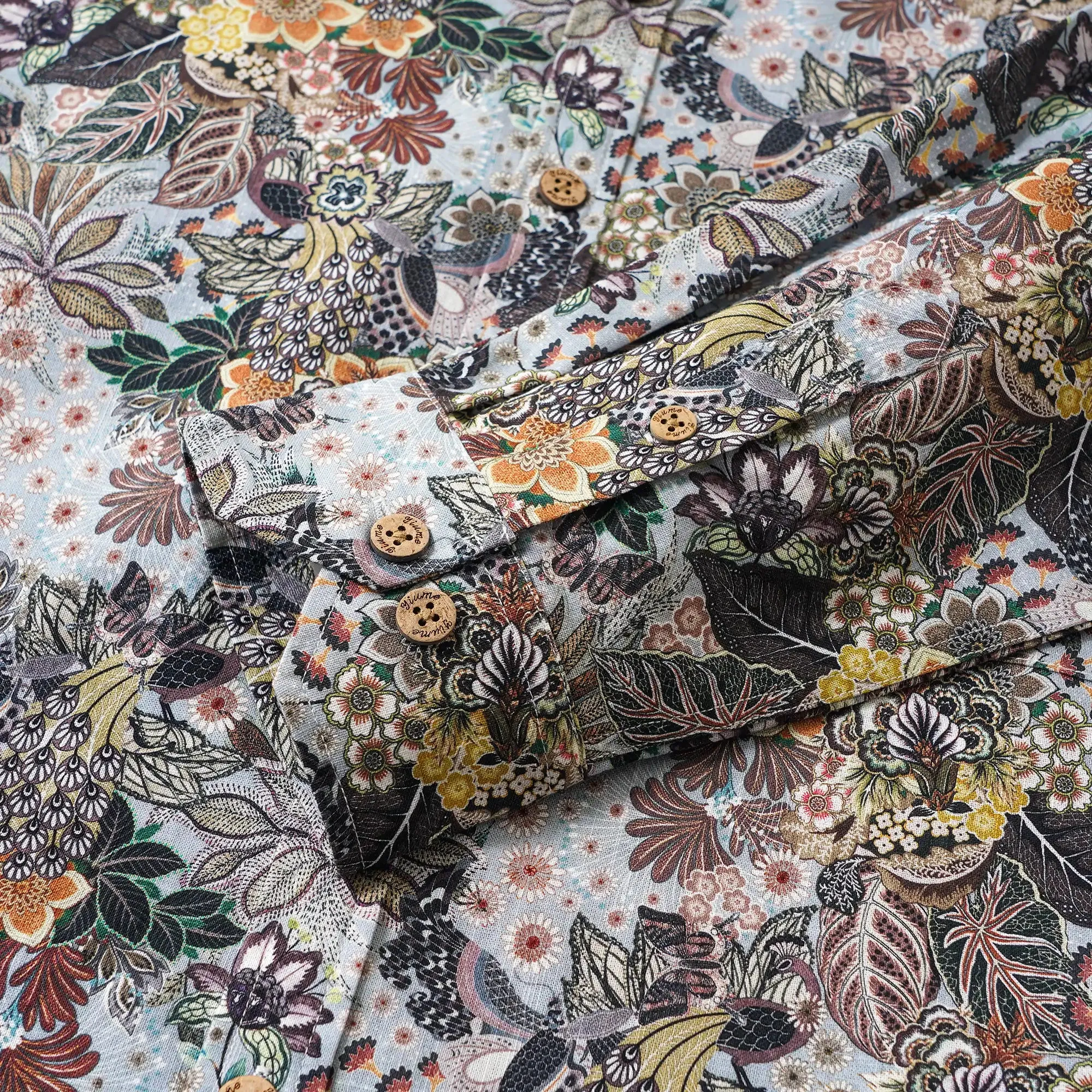 Men's Hawaiian Shirt Long Sleeve Button-down 100% Cotton Brown Aloha Retro Gentleman Art sold by Yiume product image thumbnail 5