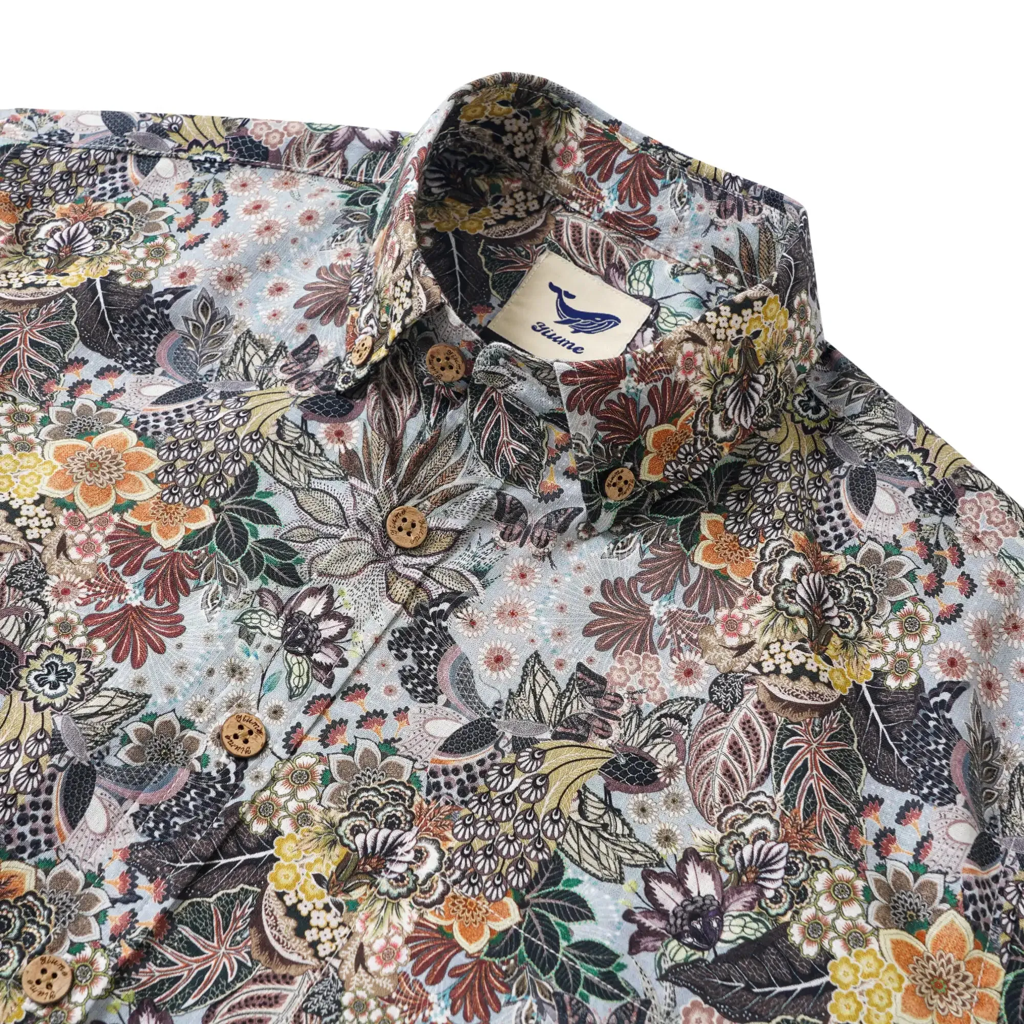 Men's Hawaiian Shirt Long Sleeve Button-down 100% Cotton Brown Aloha Retro Gentleman Art sold by Yiume product image thumbnail 2