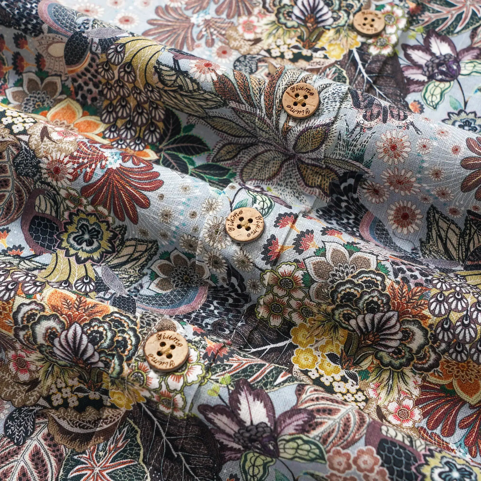 Men's Hawaiian Shirt Long Sleeve Button-down 100% Cotton Brown Aloha Retro Gentleman Art sold by Yiume product image thumbnail 4