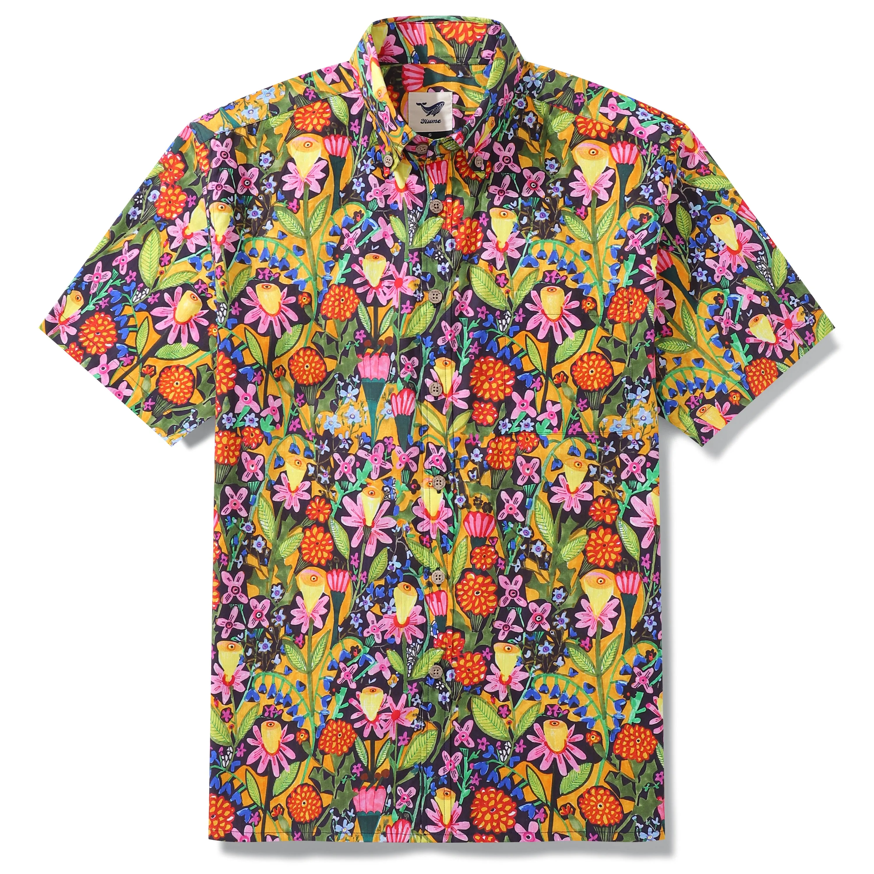 Hawaiian Shirt For Men Mango Flower Fusion By Sharon Nullmeyer Button-down Shirt Short Sleeve 100% Cotton Aloha Shirt sold by Yiume