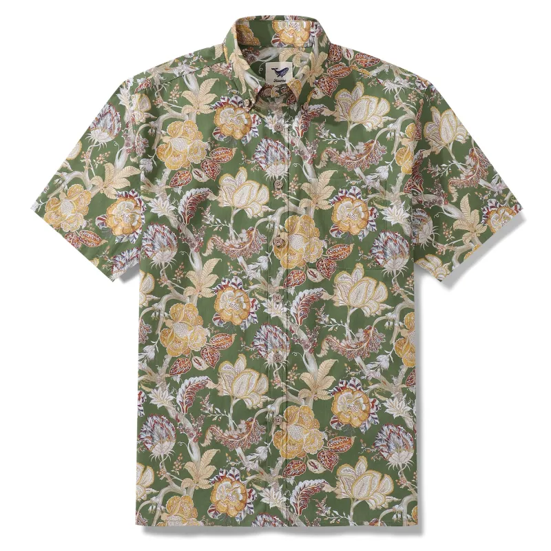Hawaiian Shirt For Men Chintz Charm By GND Art Studio Button-down Shirt Short Sleeve 100% Cotton Shirt sold by Yiume