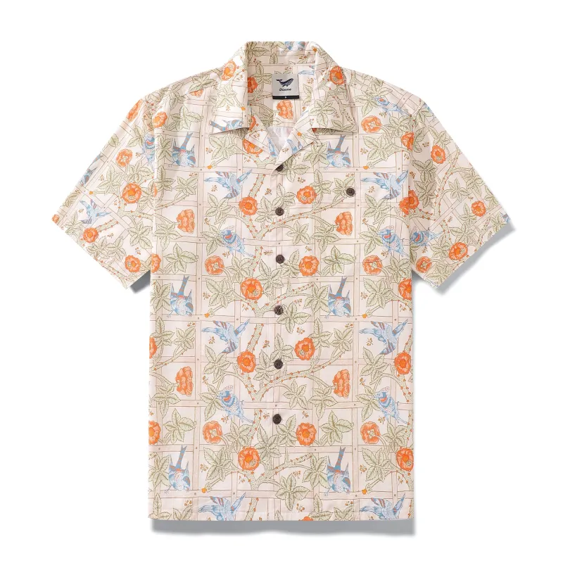 Hawaiian Shirt For Men Trellis Shirt Camp Collar Tencel™ Trellis (tencel™) sold by Yiume
