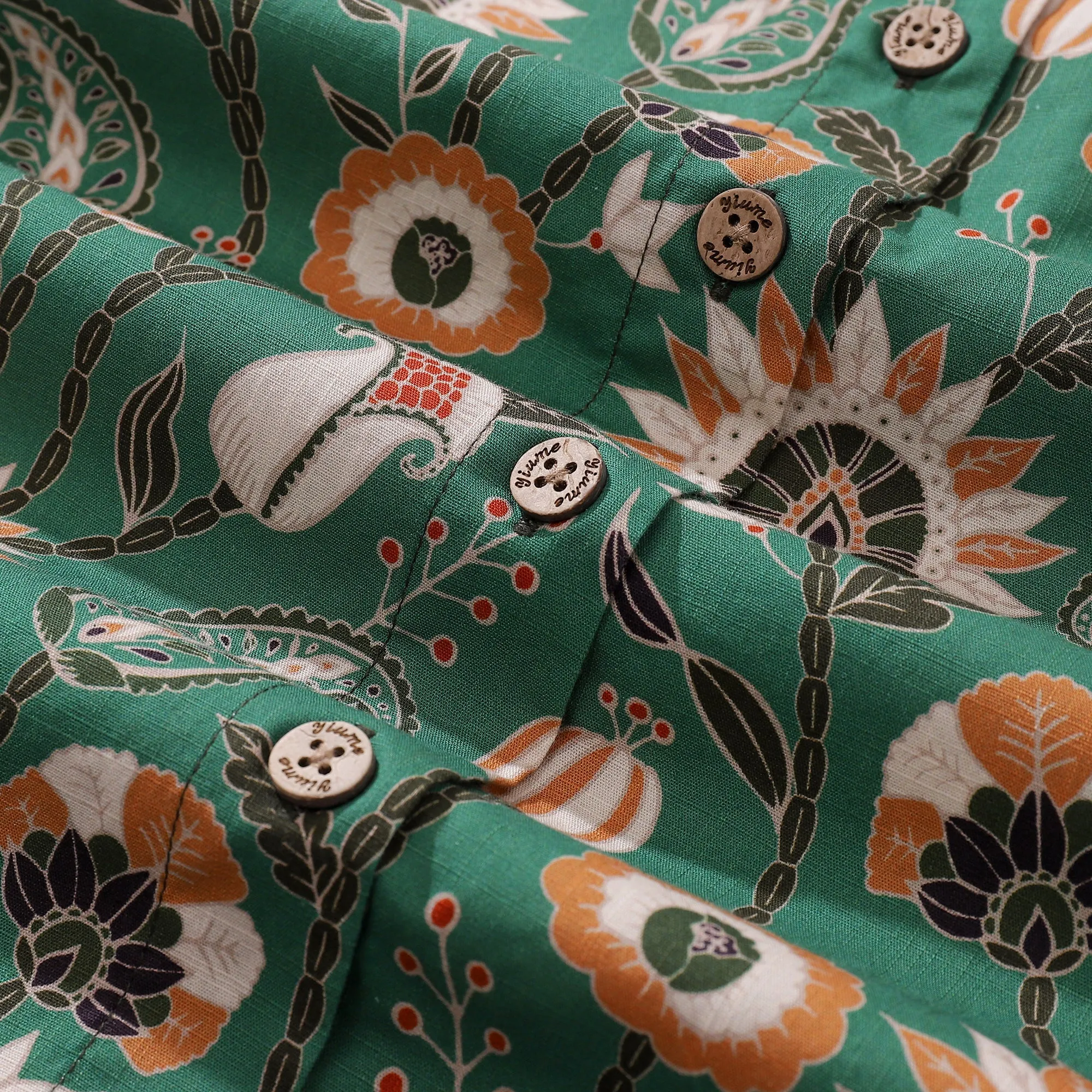 Women's Hawaiian Shirt Julia Madoka Print Cotton Button-up Short Sleeve Oriental Jungle By Julia Madoka sold by Yiume product image thumbnail 4