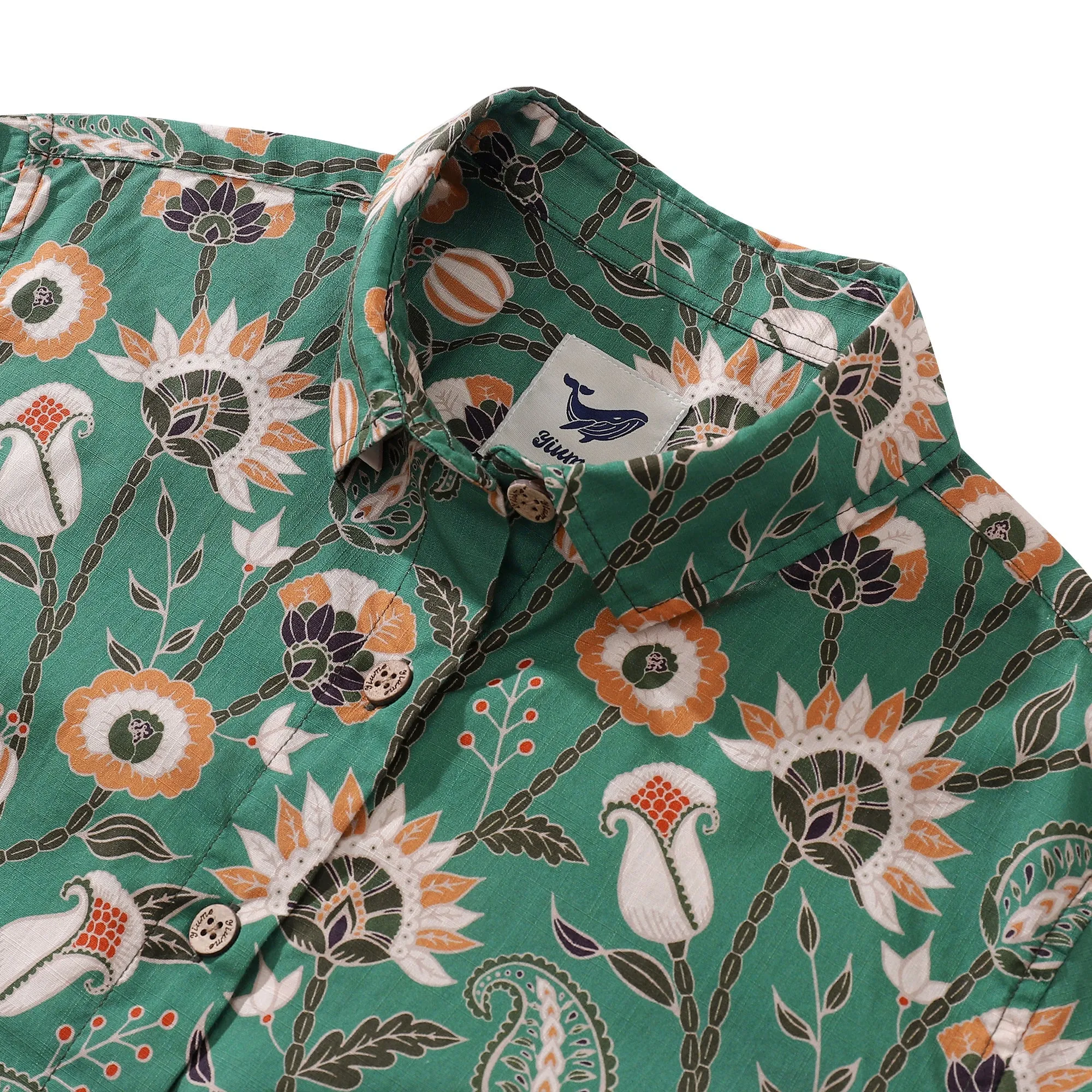 Women's Hawaiian Shirt Julia Madoka Print Cotton Button-up Short Sleeve Oriental Jungle By Julia Madoka sold by Yiume product image thumbnail 2