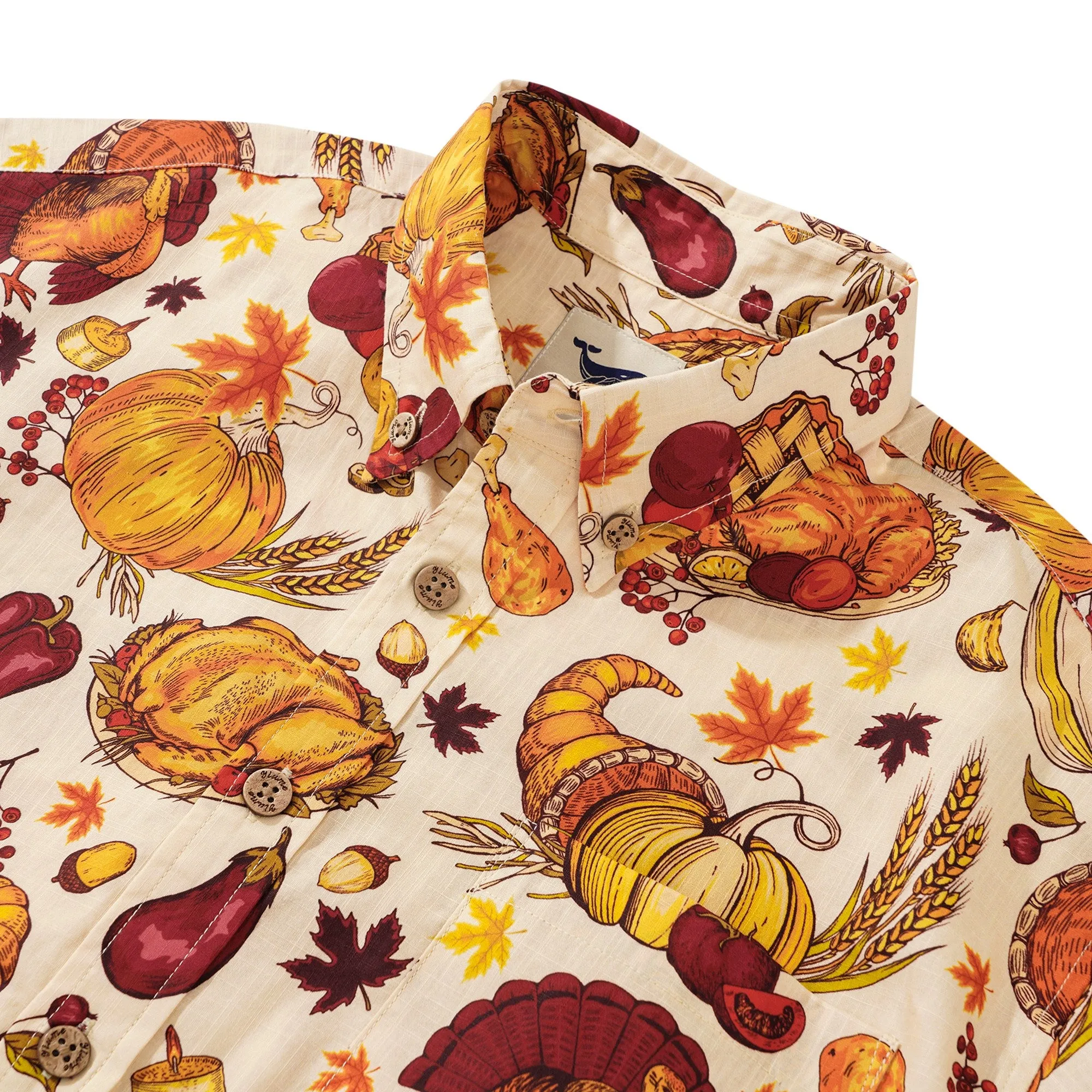 Men's Hawaiian Shirt Short Sleeve Button-down 100% Cotton Yellow Aloha Harvest Harmony Celebration sold by Yiume product image thumbnail 2