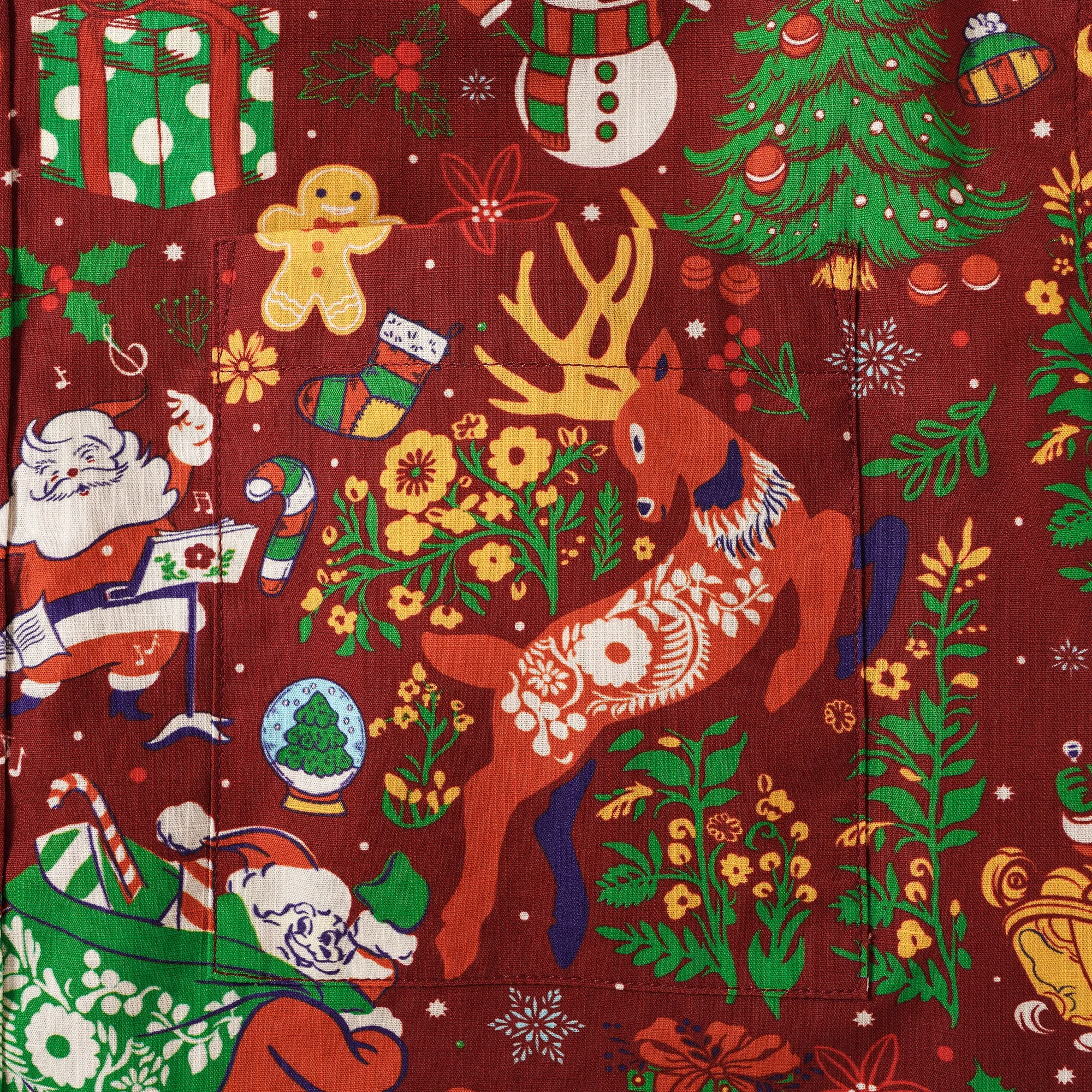 Men's Hawaiian Shirt Short Sleeve Button-down 100% Cotton Red Aloha Christmas Essence sold by Yiume product image thumbnail 3