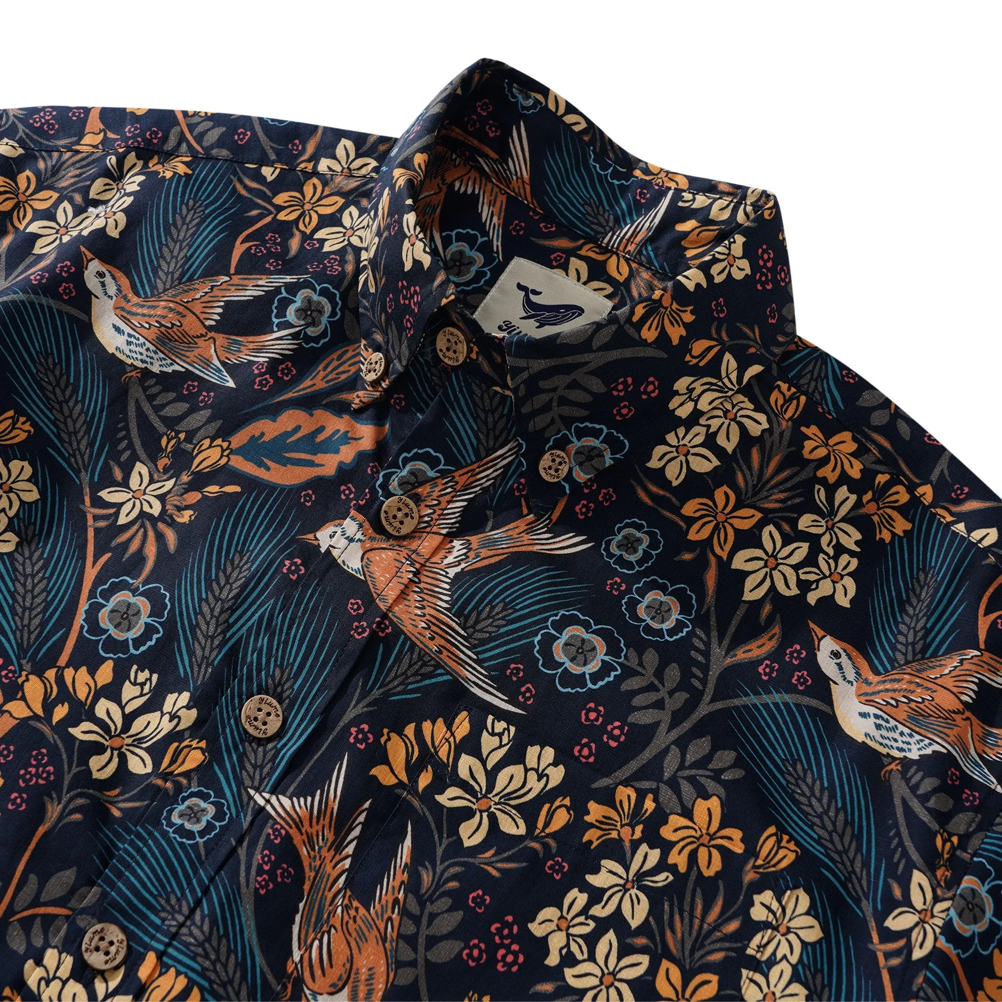 Men's Hawaiian Shirt Short Sleeve Button-down 100% Cotton Blue Aloha The Harvest Field by Abigail Bryan sold by Yiume product image thumbnail 2