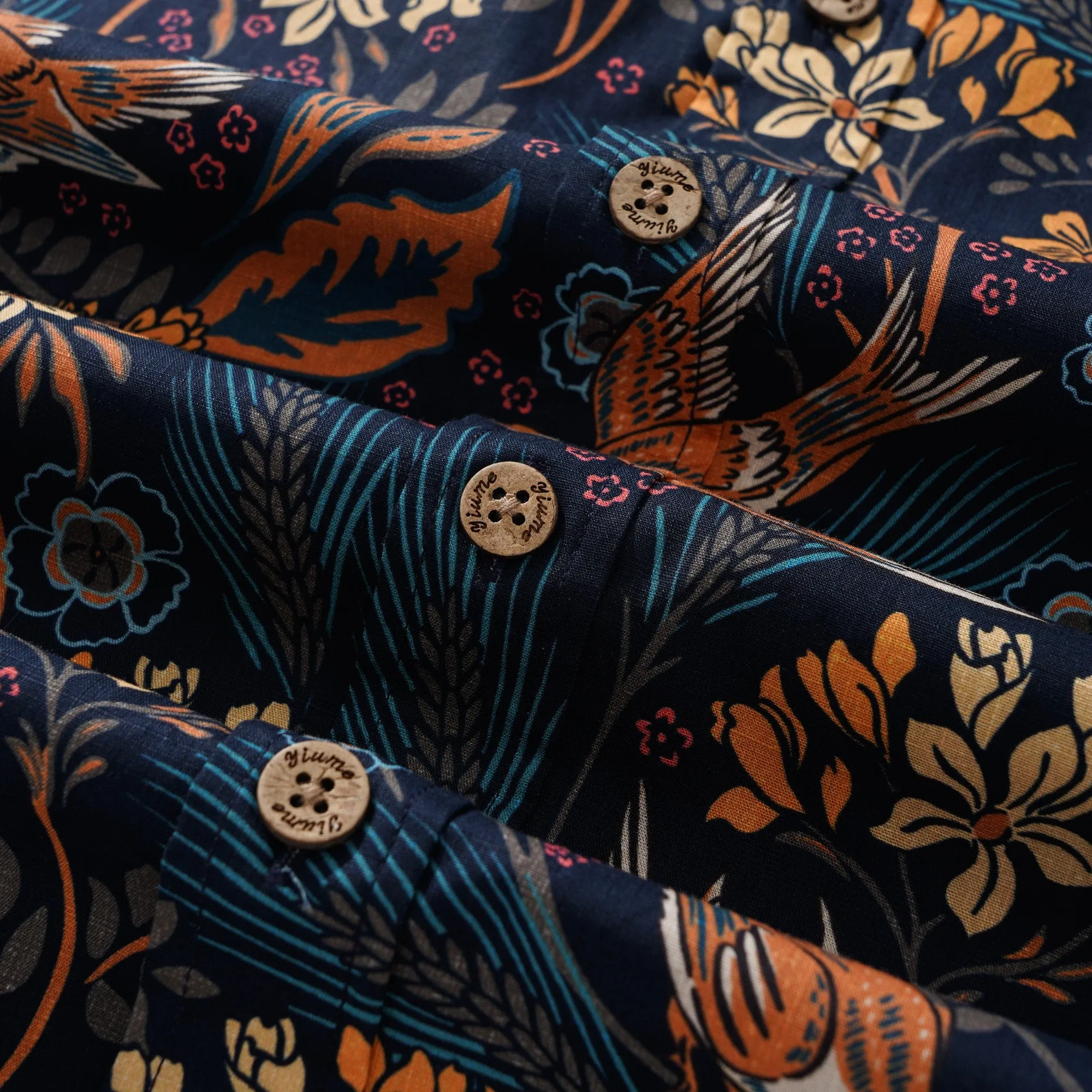 Men's Hawaiian Shirt Short Sleeve Button-down 100% Cotton Blue Aloha The Harvest Field by Abigail Bryan sold by Yiume product image thumbnail 4