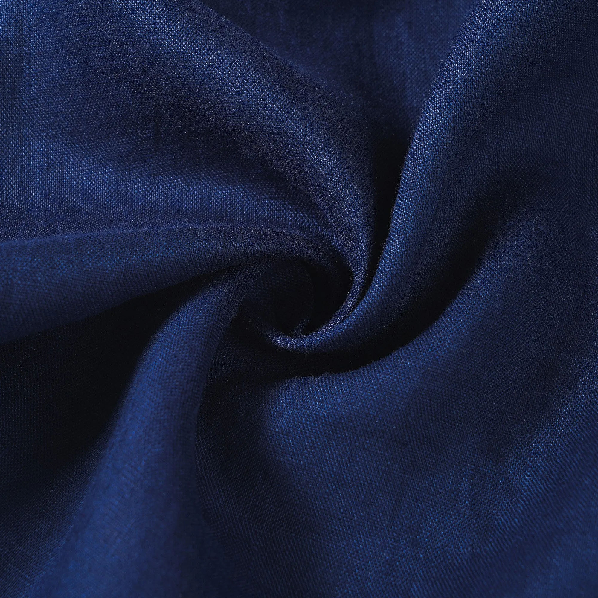 Men's Basic Shirt Short Sleeve Camp Collar 100% Linen Navy Blue Solid Color sold by Yiume product image thumbnail 5