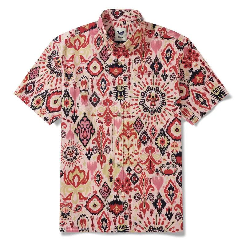 Men's Hawaiian Shirt Short Sleeve Button-down 100% Cotton Black Aloha Ikaika Hawaiian Artisan Shirt sold by Yiume