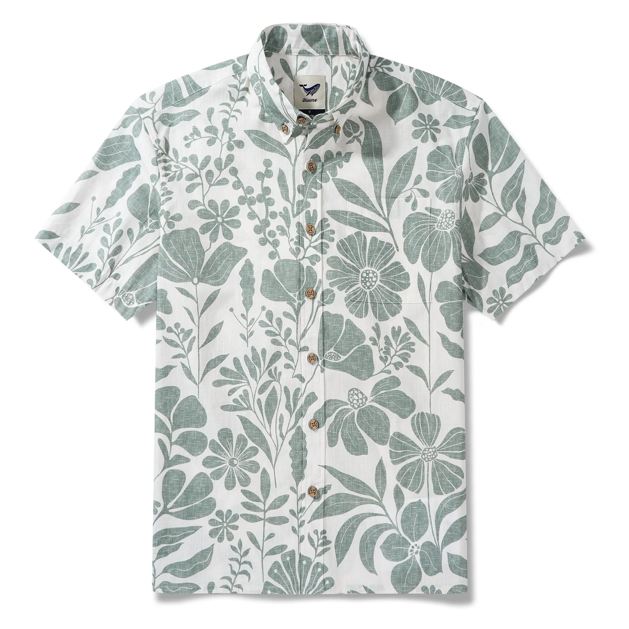 Men’s Breathable Shirt Green Floral Hawaiian Shirt – Wrinkle Free Shirt Button-Down Short Sleeve Shirt sold by Yiume