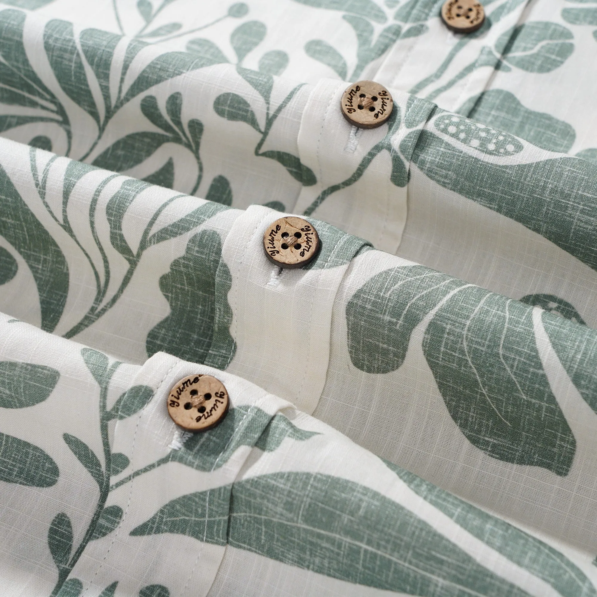 Men’s Breathable Shirt Green Floral Hawaiian Shirt – Wrinkle Free Shirt Button-Down Short Sleeve Shirt sold by Yiume product image thumbnail 5