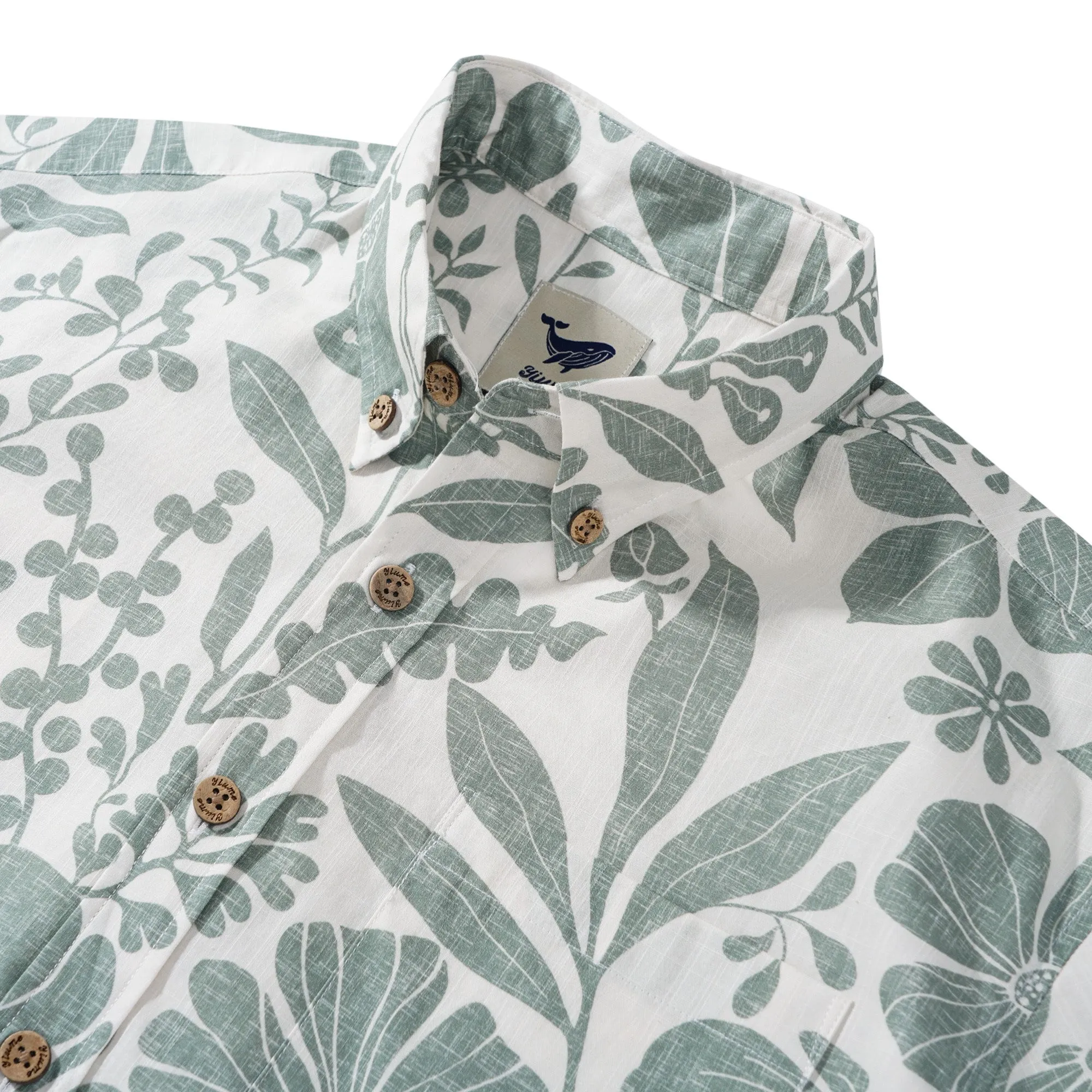 Men’s Breathable Shirt Green Floral Hawaiian Shirt – Wrinkle Free Shirt Button-Down Short Sleeve Shirt sold by Yiume product image thumbnail 2