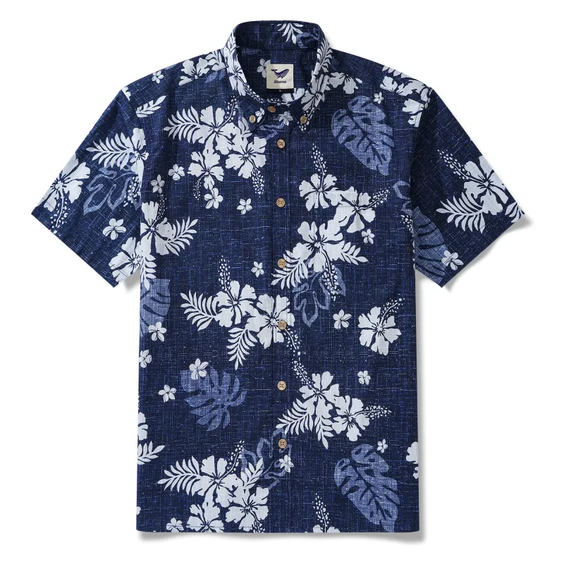 Yiume Tropical Hawaiian Shirt For Men Breathable Shirt Blue Short Sleeve Button-down Shirt sold by Yiume