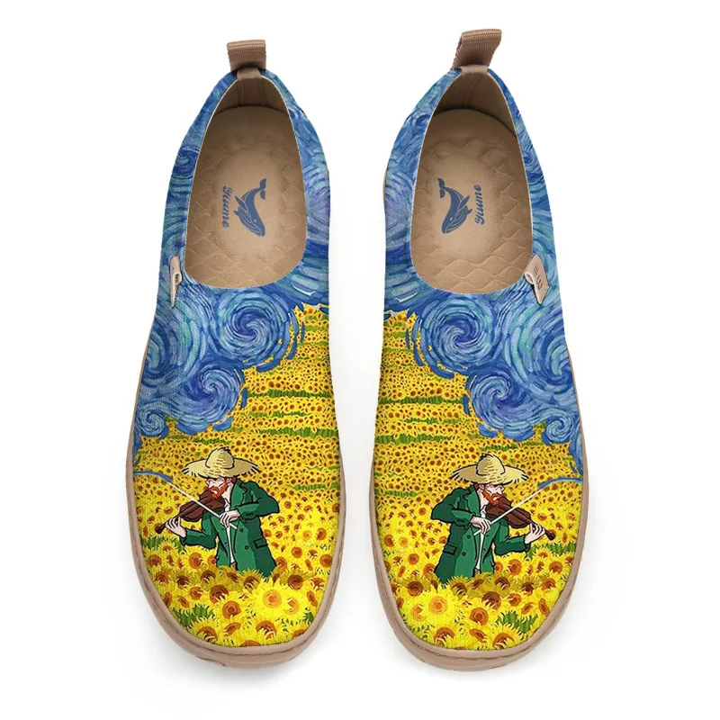 Yiume Women's Art Slip-On Shoes Comfortable Breathable Knit Casual Footwear,Violin Van Gogh Van Gogh Blues sold by Yiume