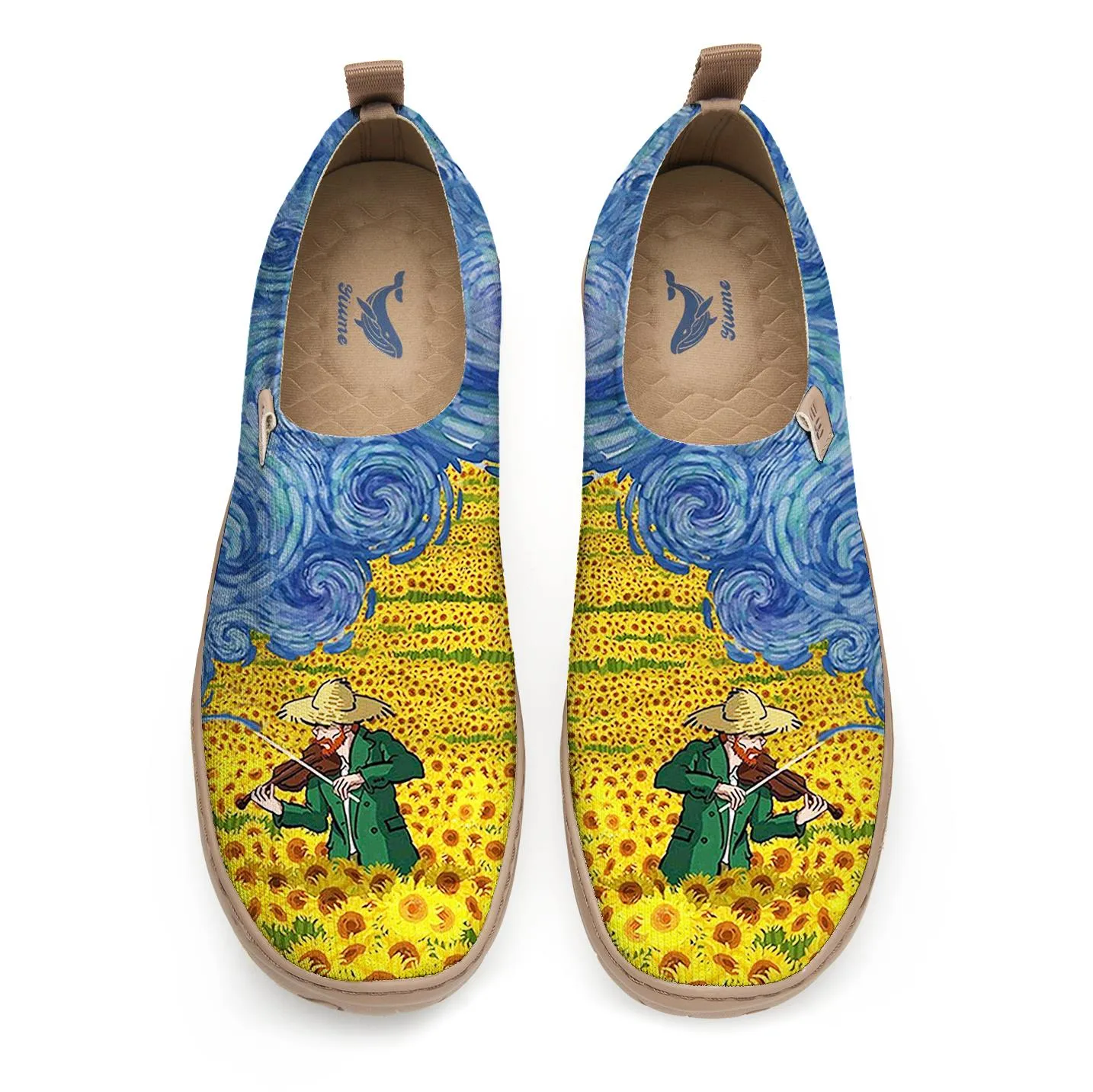 Yiume Women's Art Slip-On Shoes Comfortable Breathable Knit Casual Footwear,Violin Van Gogh Van Gogh Blues sold by Yiume